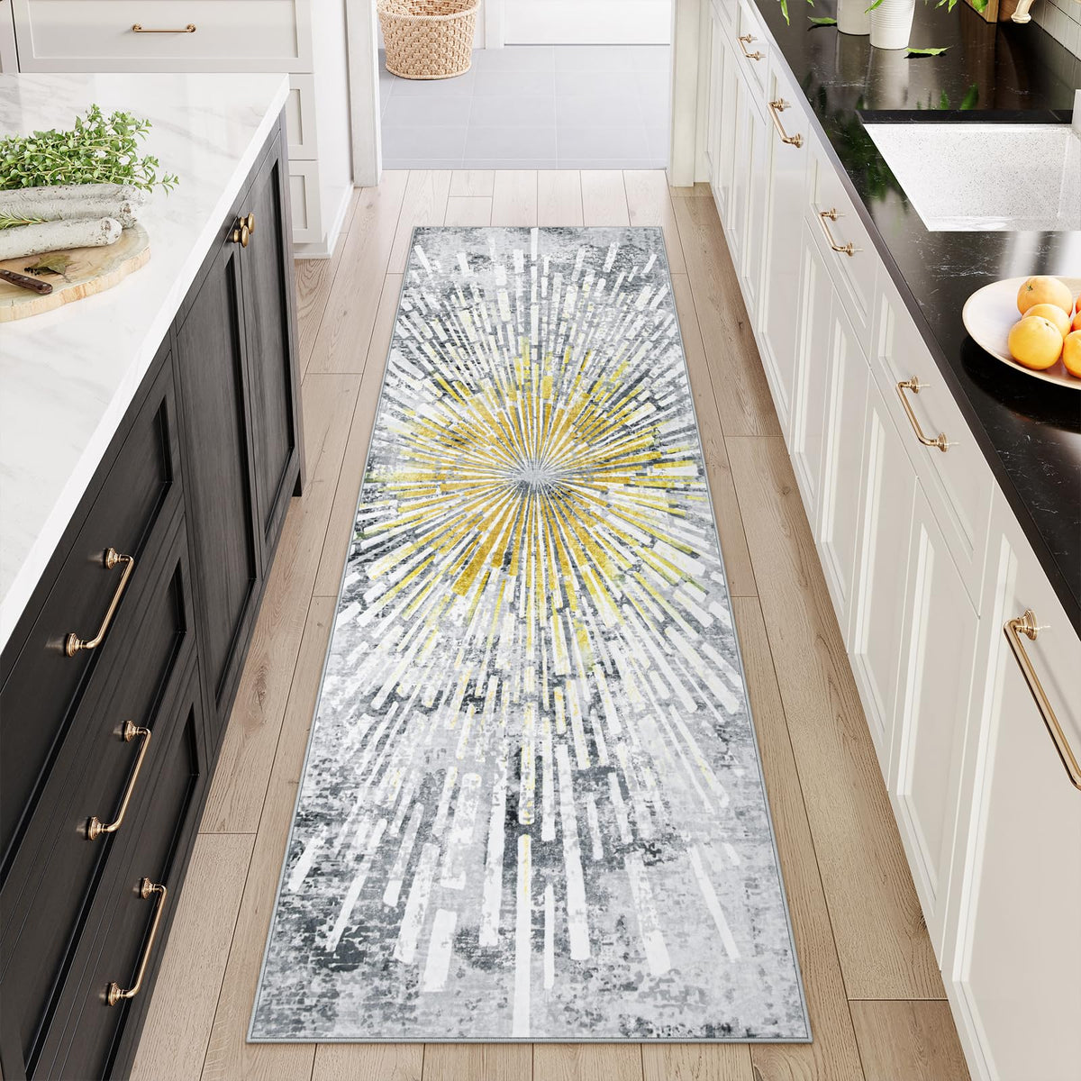 Lahome Manon Black 8x10 Rugs for Living Room, Modern Area Rugs Low Pile Soft Bedroom Rug, Washable Abstract Dining Room Rug Large Floor Carpet for Kids Playroom Nursery