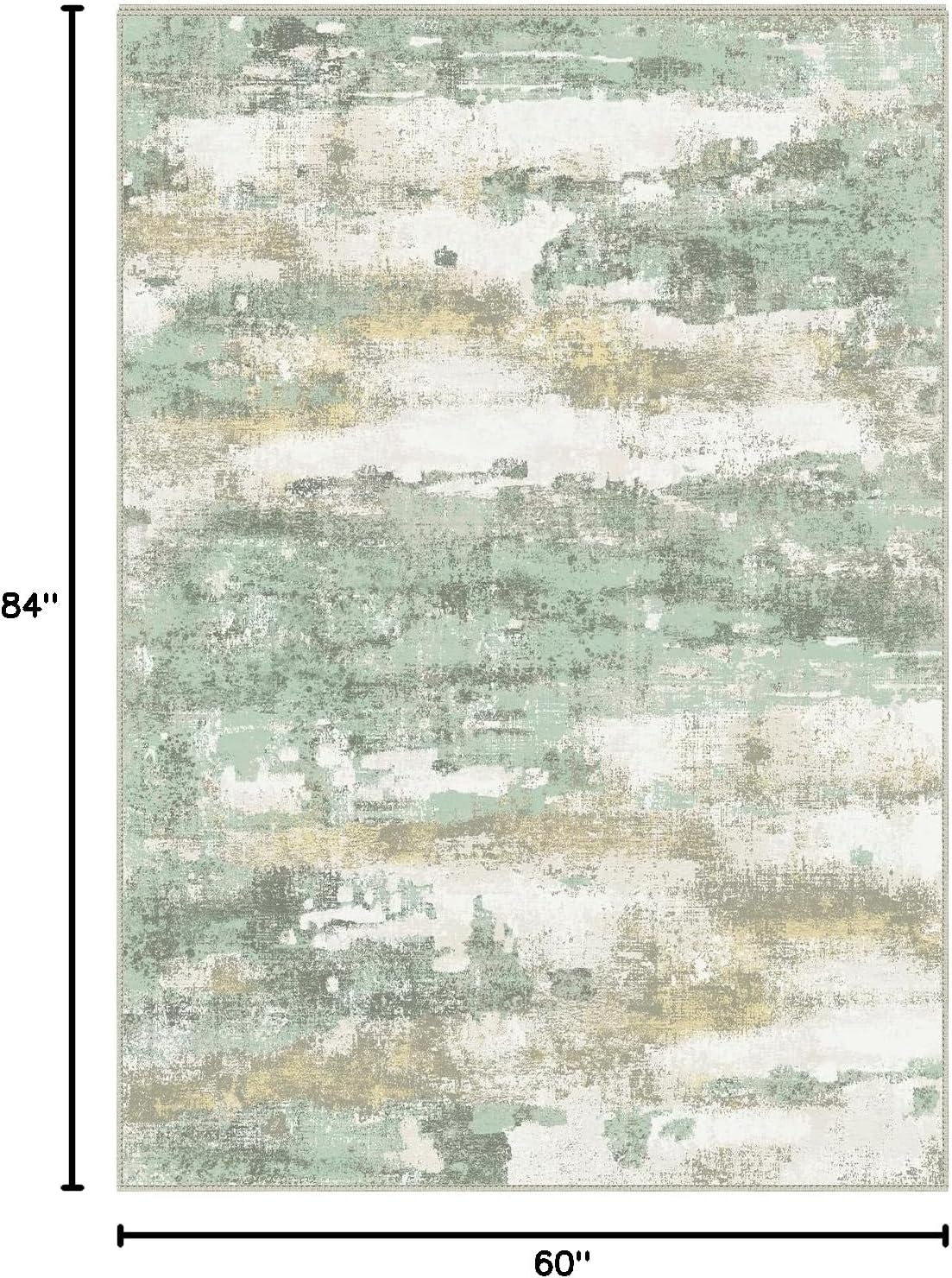 BEIMO 5x7 Green Abstract Area Rug, Washable Non-Slip for Bedroom | Soft Low-Pile Carpet, Lightweight and Easy to Vacuum, Sage Living Rooms, Dining Rooms, Bedrooms, and Home Offices
