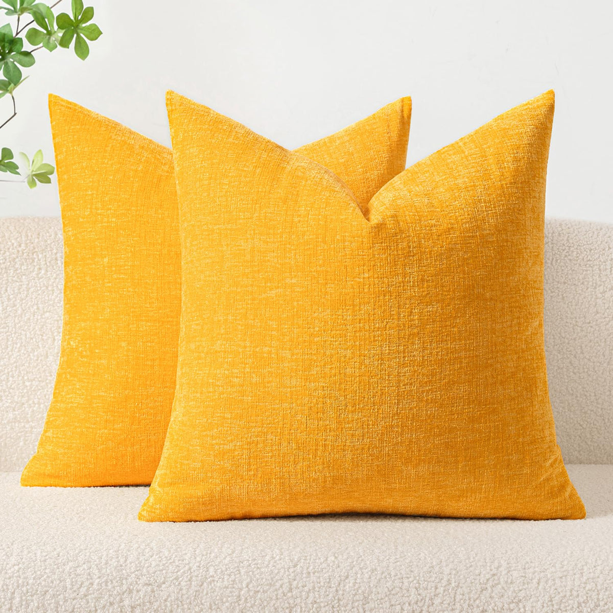 MIULEE Soft Chenille Fall Throw Pillow Covers Burnt Orange 18x18 Pack of 2 | Modern Fall Home Decor, Classic Decorative Pillows, Solid Dyed Cases, Boho Couch Cushion Covers for Sofa Bed Living Room