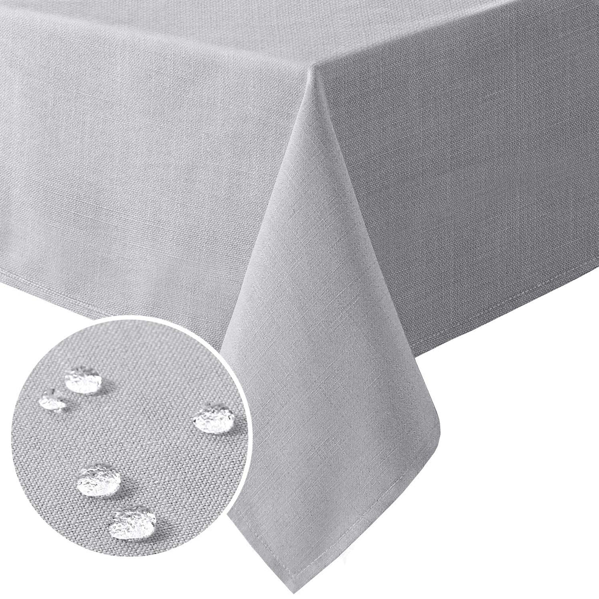 H.VERSAILTEX Linen Textured Table Cloths 60 x 120 Inch Premium Solid Tablecloth Spill-Proof Waterproof Table Cover for Dining Buffet Feature Extra Soft and Thick Fabric Wrinkle Free, Taupe