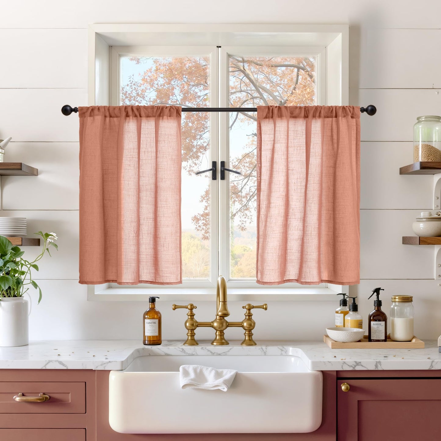 BGment Linen Sheer Curtains 84 Inches Long 2 Panels Set for Living Room | Light Filtering Drapes with Rod Pocket Lightweight Window Treatments for Bedroom, 52 X 84 Inch Length