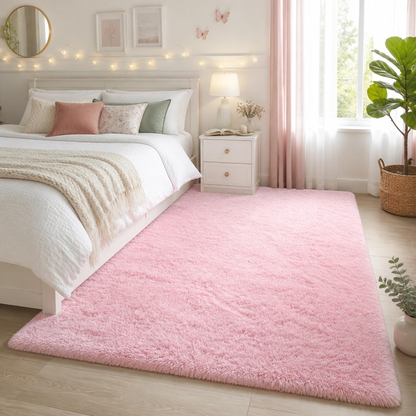 Ophanie Area Rugs for Living Room Bedroom, Washable Non-Slip Fluffy Soft Grey Shag Carpet, Indoor Floor Gray 4x6 Fuzzy Shaggy Living Room Plush Rug for Kids Home Dorm Decor Aesthetic