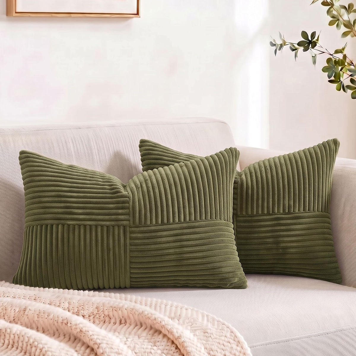 Fancy Homi 2 Packs Rust Boho Decorative Throw Pillow Covers 18x18 Inch for Couch Bed Sofa, Farmhouse Fall Home Decor, Soft Corss Corduroy Patchwork Textured Terracotta Accent Cushion Case 45x45 cm