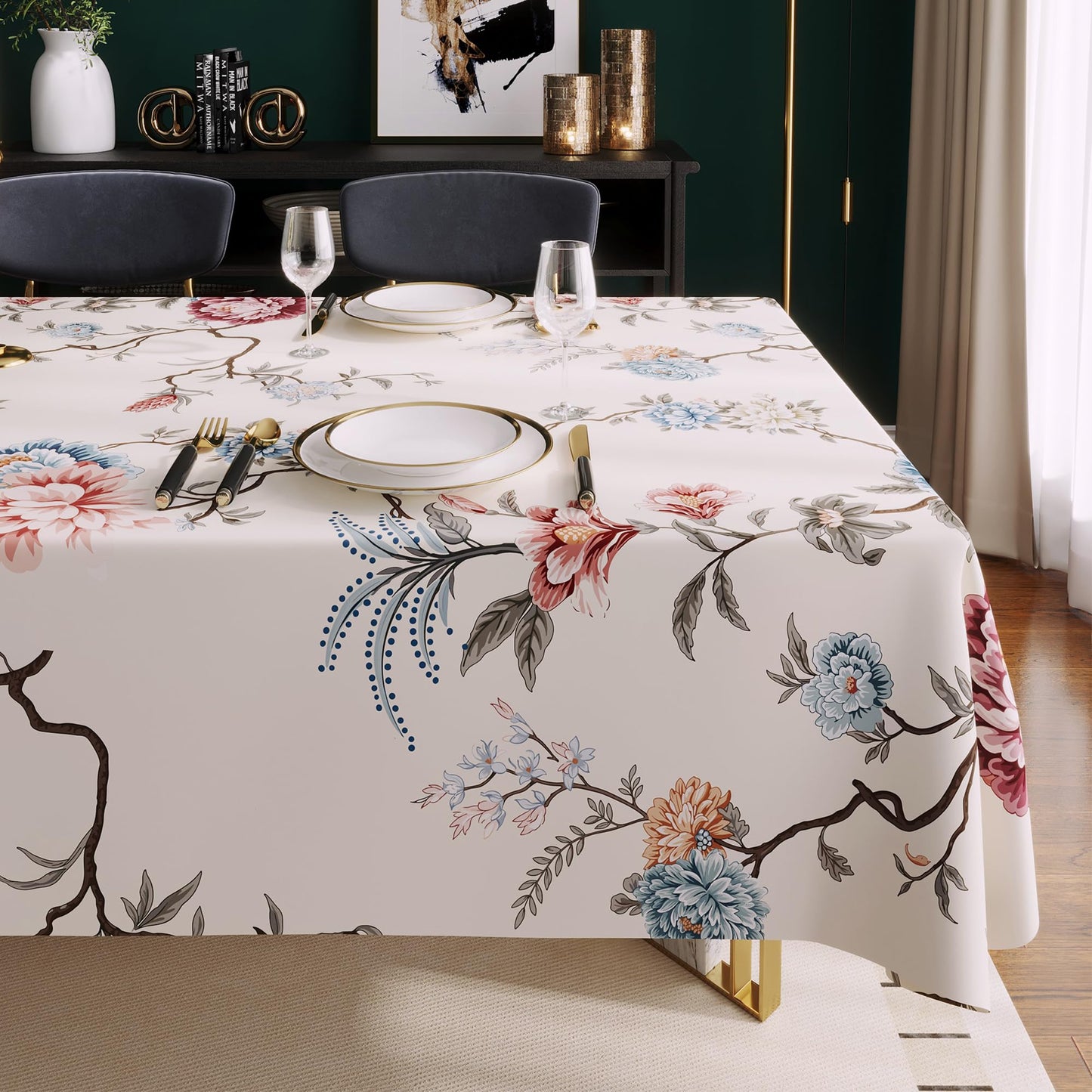 Rectangle Table Cloth,100% Waterproof Tablecloth Oil Proof Spill Proof Vinyl Table Cloth, Wipe Clean Plastic Table Cover for Dining, Camping, Indoor and Outdoor 52" x 70",Leaves