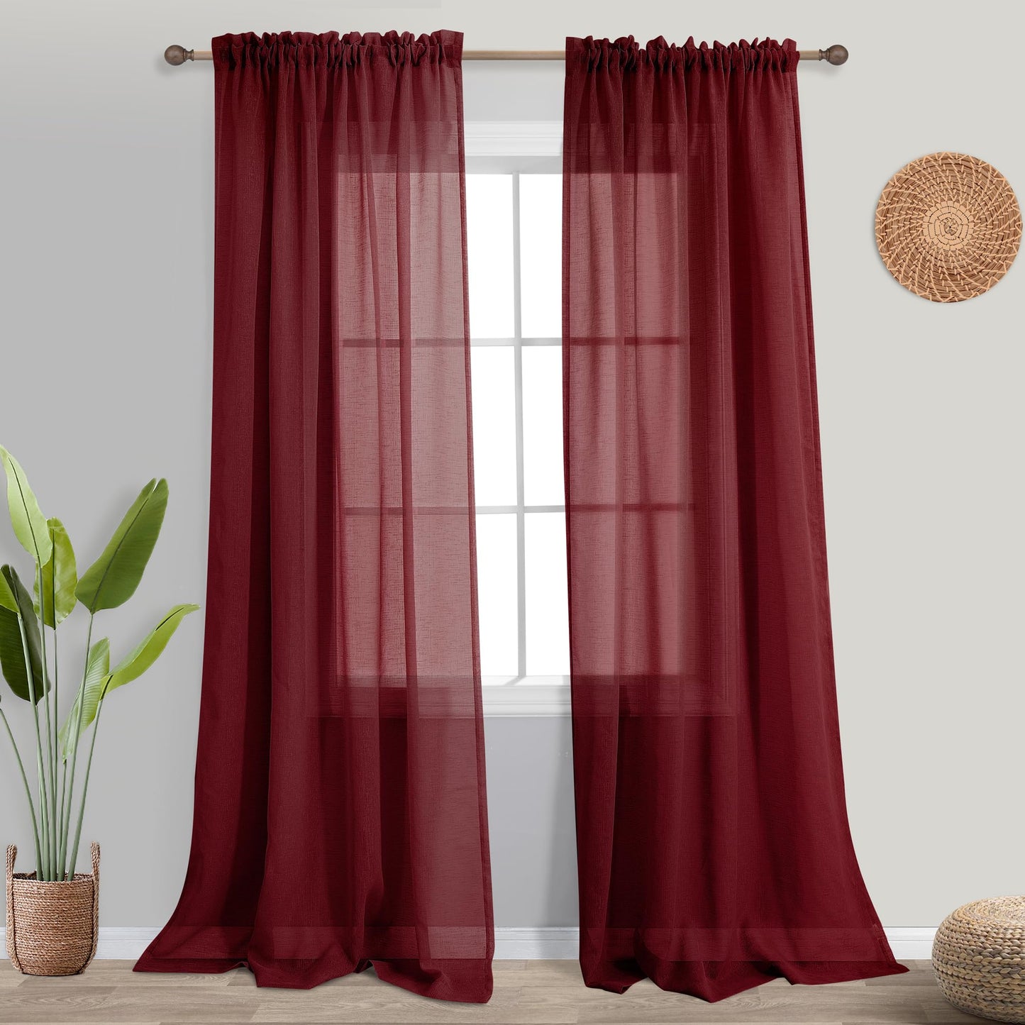 KOUFALL White Sheer Curtains 84 Inches Long 2 Panels,Gauze Cheese Cloth Linen Look Rod Pocket Flowy See Through Curtains for Living Room Bedroom