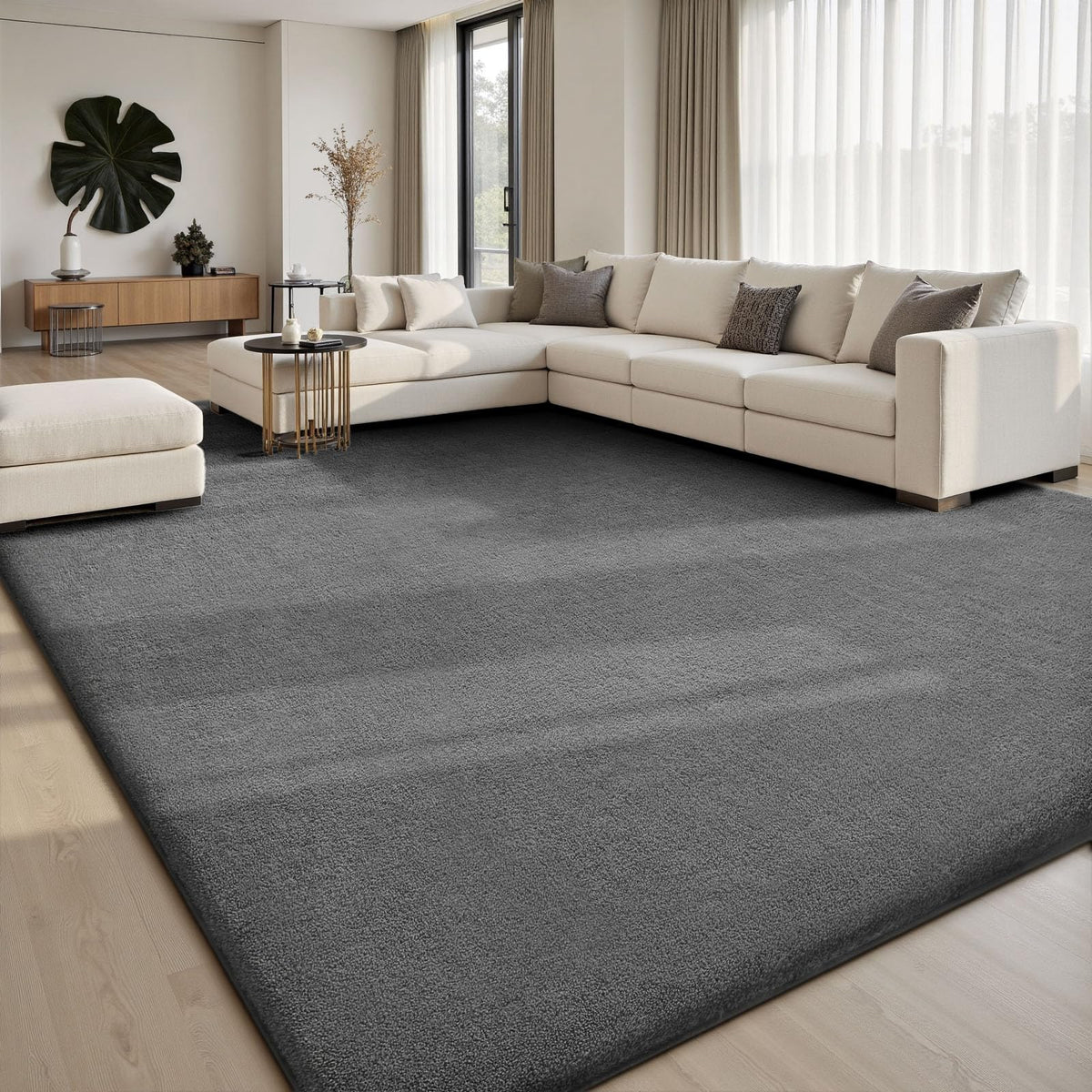 Sour Lemon Area Rugs 9x12 for Living Room Bedroom, Large Carpet Grey Rug | Washable, Non Slip, Big Soft Fluffy Plush Thick, Memory foam, Bedside Nersy Modern Area Rug for Playroom Kids Room