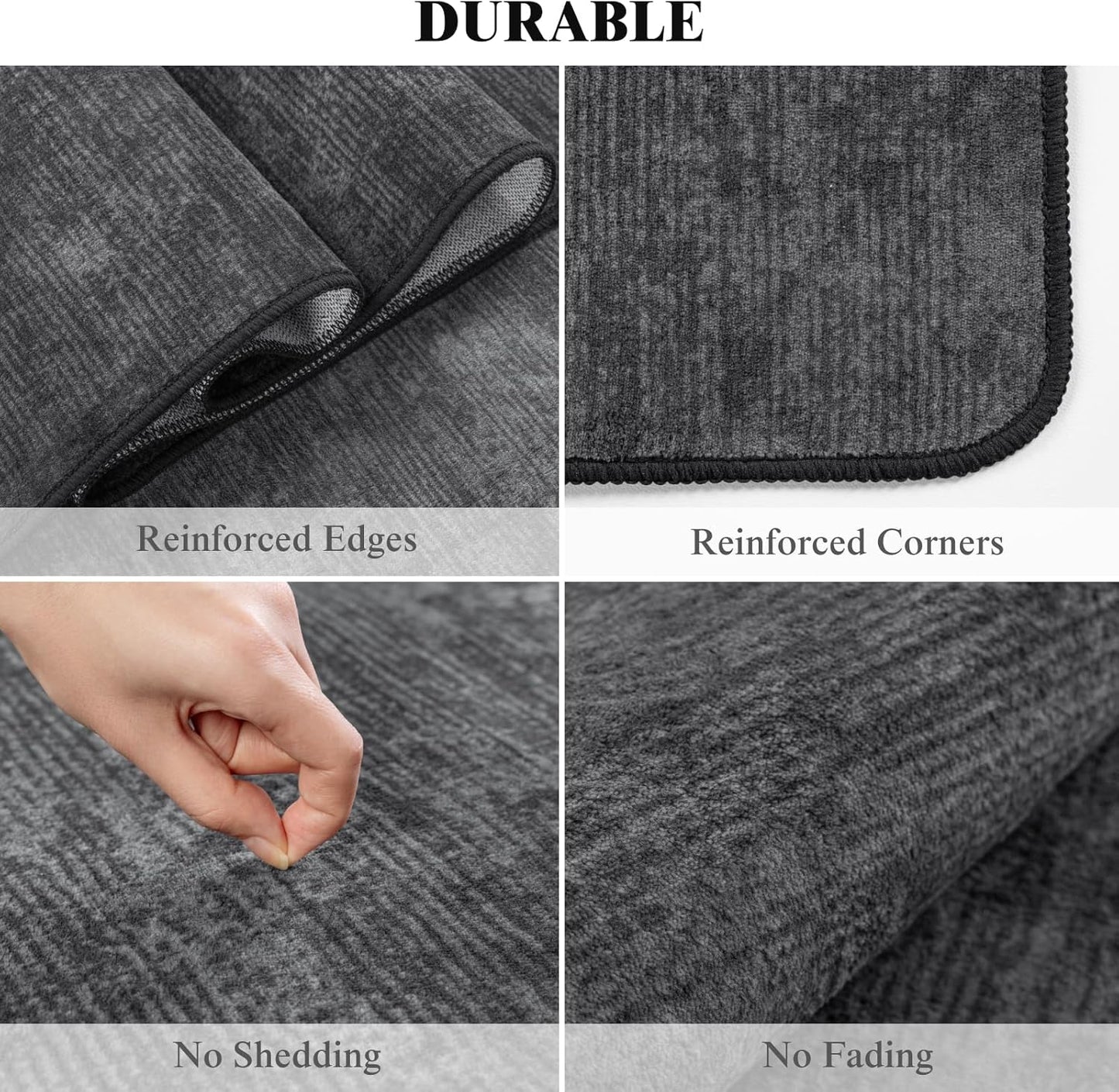 8x10 Washable Area Rug, Black Solid Area Rugs for Living Room & Bedroom | Stain-resistant & Non-slip backing,Low Pile Washable Large Carpet, Solid Vintage Style For High Traffic Areas(8x10,Black)