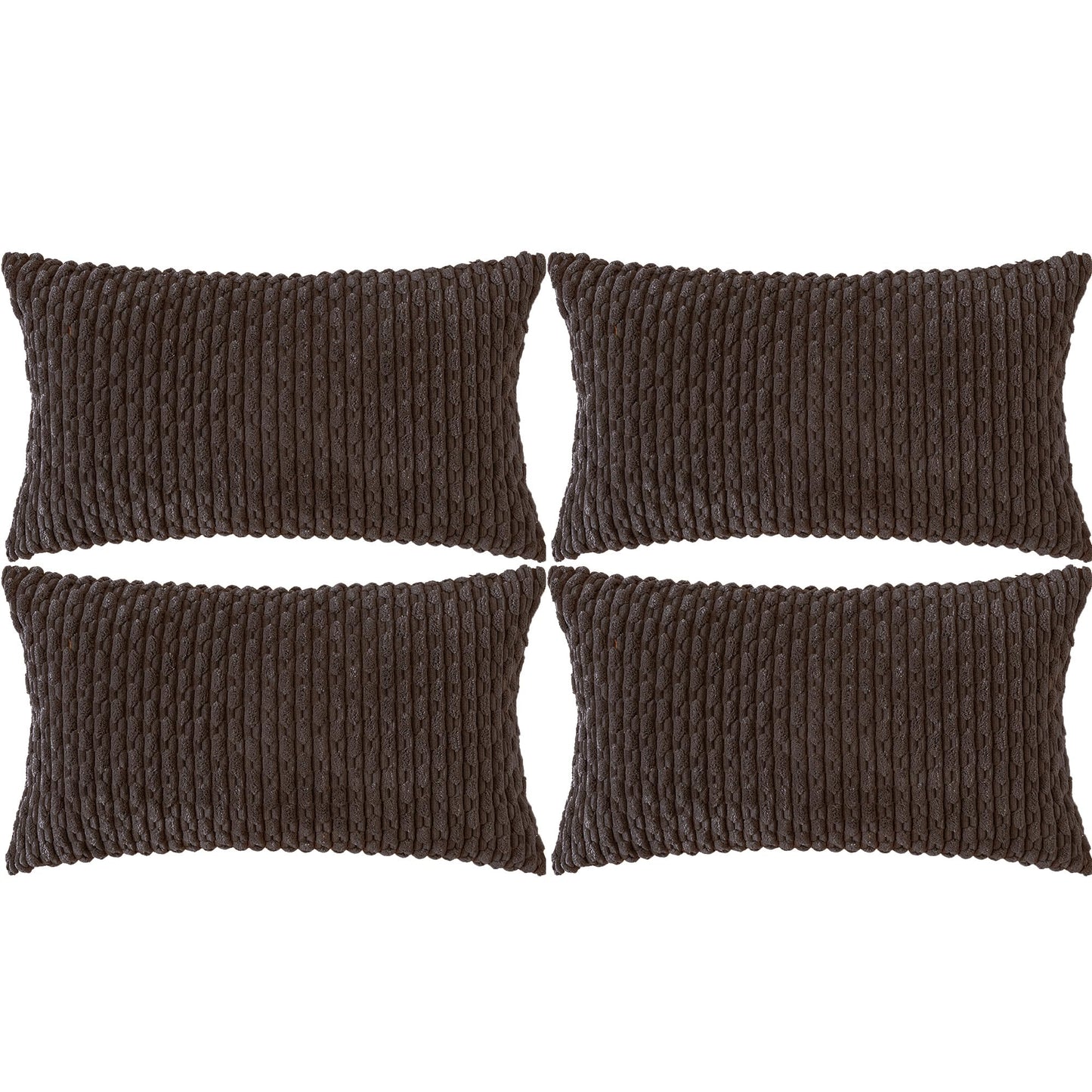 Set of 4 Neutral Decorative Throw Pillow Covers 18x18 Inch Corduroy Pillow Covers for Bed Couch Sofa Living Room Soft Square Cushion Cases