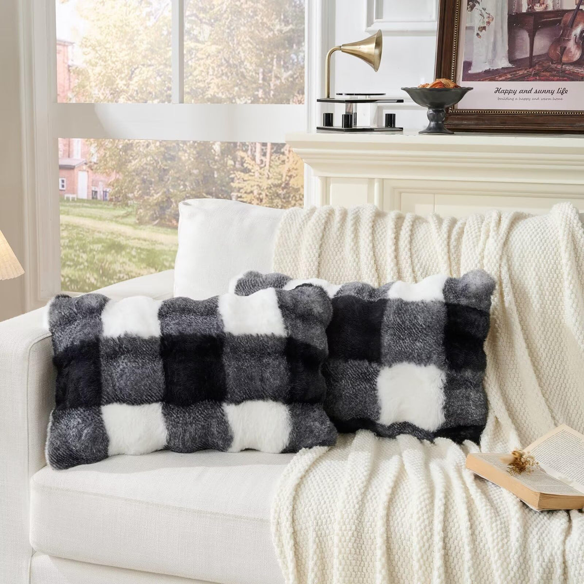 Cheetah Print Faux Fur Fluffy Pillowcases,Plush Soft Throw Pillow Covers, Fuzzy Decorative Leopard Print Pillow Cases, Furry Brown Leopard Cushion Covers for Couch Sofa-18x18 inch Set of 2