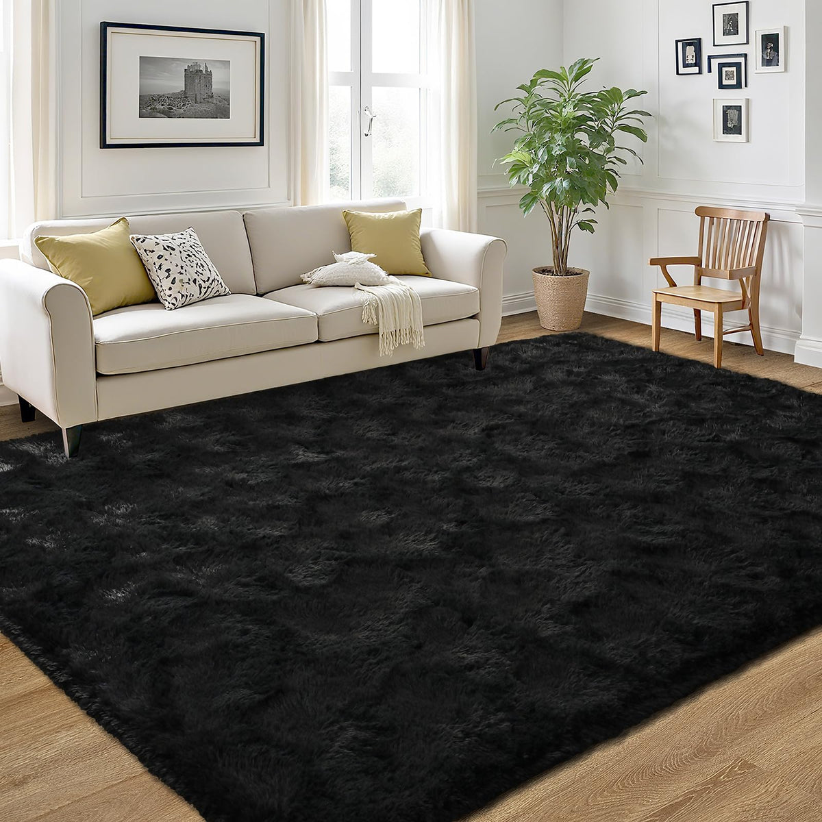 LOCHAS Area Rugs Fluffy Living Room Carpets for Kids Bedroom 6x9, Cream | Ultra Soft Indoor Modern Shaggy Rug for Dorm Nursery Boys Girls Home Decor