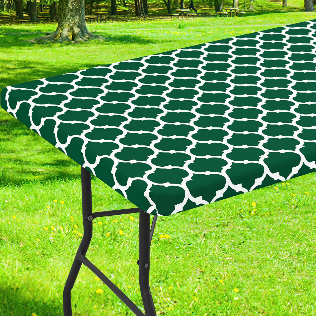 Smiry Picnic Fitted Table Cover, 6 Foot Flannel Backed Vinyl Tablecloth | Waterproof Elastic Stretch Table Cloth, Wipeable Plastic Tablecloth for Camping, Indoor & Outdoor (Grey, 30" x 72")
