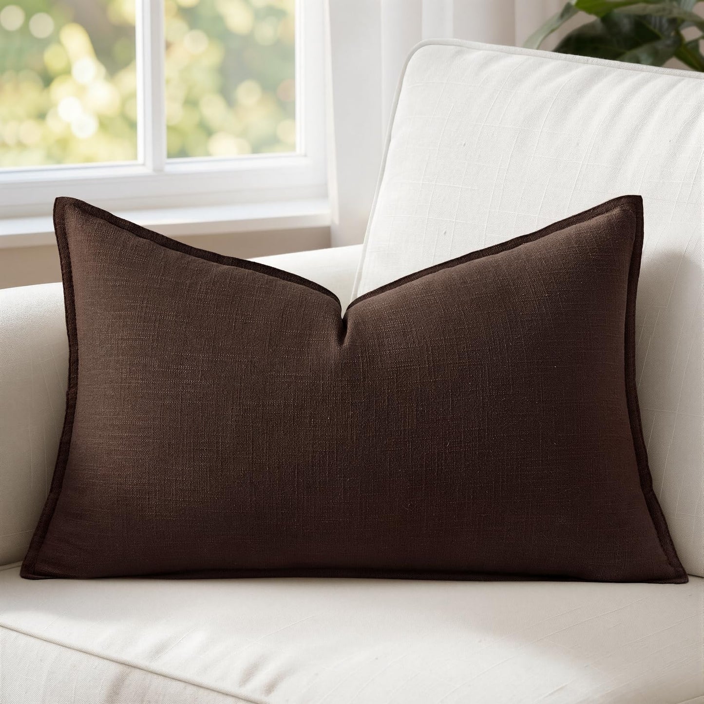 MIULEE Decorative Linen Lumbar Pillow Cover 14x36 Inch Natural Beige | Boho Farmhouse Neutral Couch Long Throw Pillow for Bed, Pack of 1 Accent Modern Pillowcase, Sofa Livingroom Home Decor