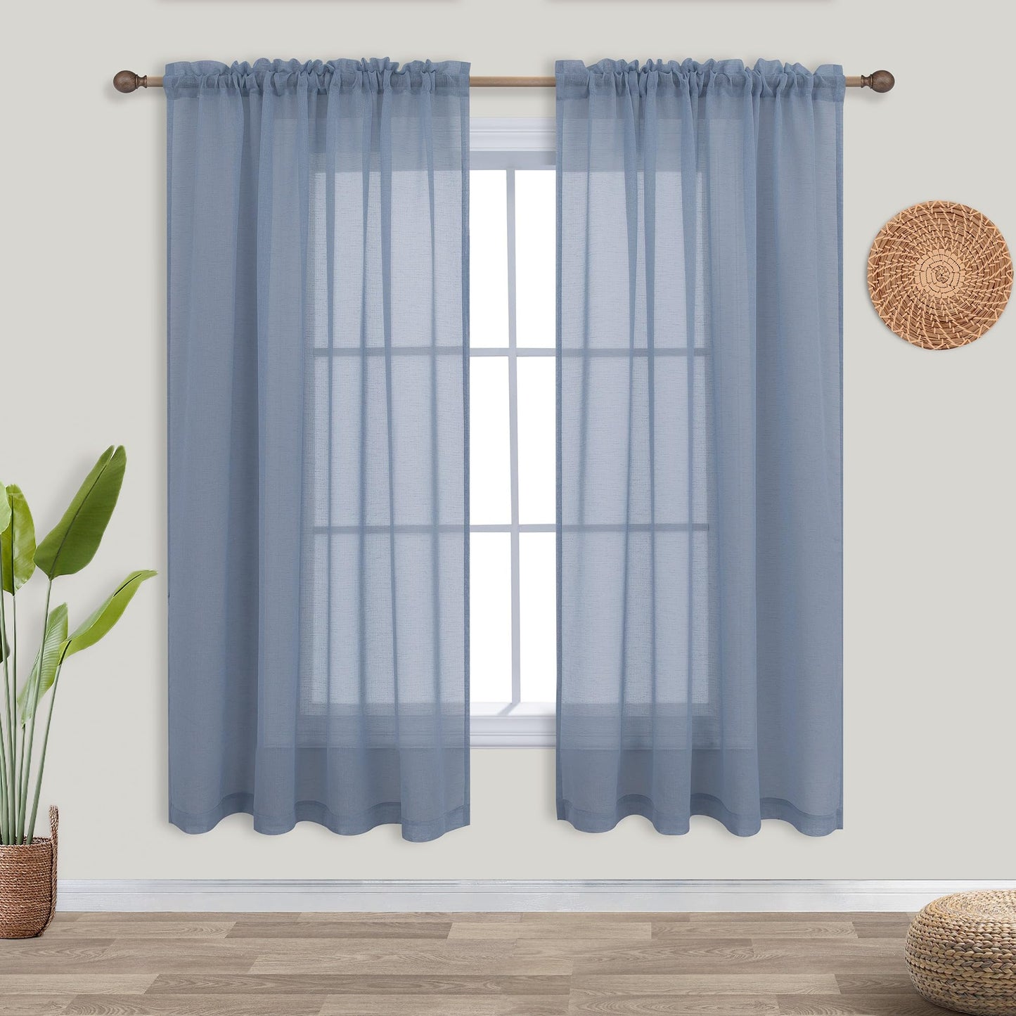 KOUFALL White Sheer Curtains 84 Inches Long 2 Panels,Gauze Cheese Cloth Linen Look Rod Pocket Flowy See Through Curtains for Living Room Bedroom