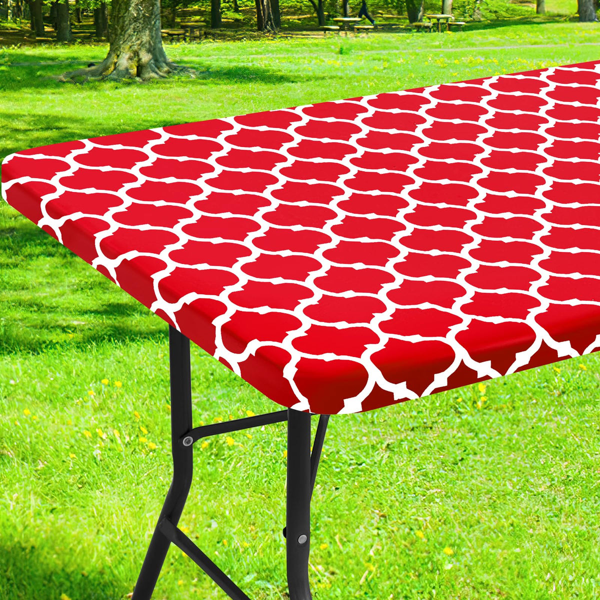 Smiry Picnic Fitted Table Cover, 6 Foot Flannel Backed Vinyl Tablecloth | Waterproof Elastic Stretch Table Cloth, Wipeable Plastic Tablecloth for Camping, Indoor & Outdoor (Grey, 30" x 72")
