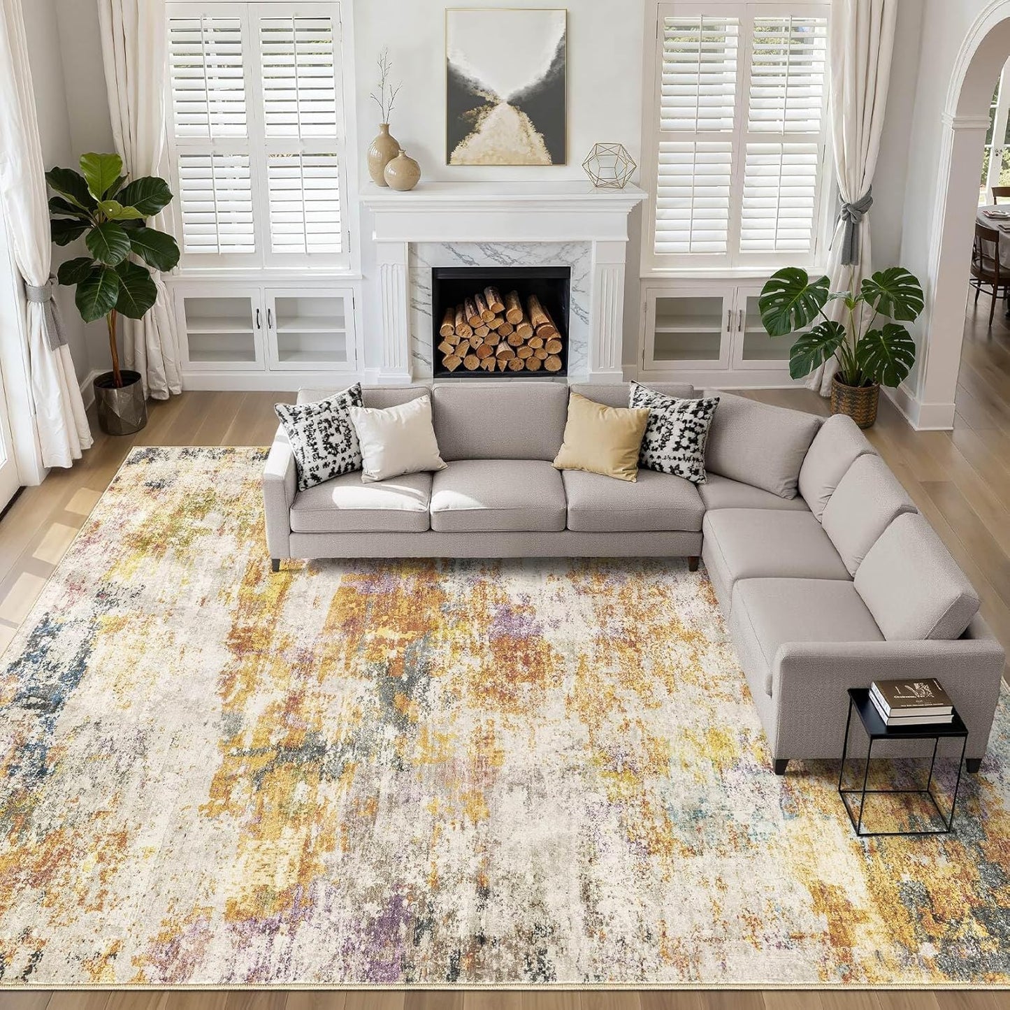 LOONGRUG Area Rug 5x7 Washable Neutral Modern Abstract Living Room Rugs | Soft Stain Resistant Non-Slip Indoor Carpet for Bedroom Nursery Playroom Dining Room Office Dorm Home