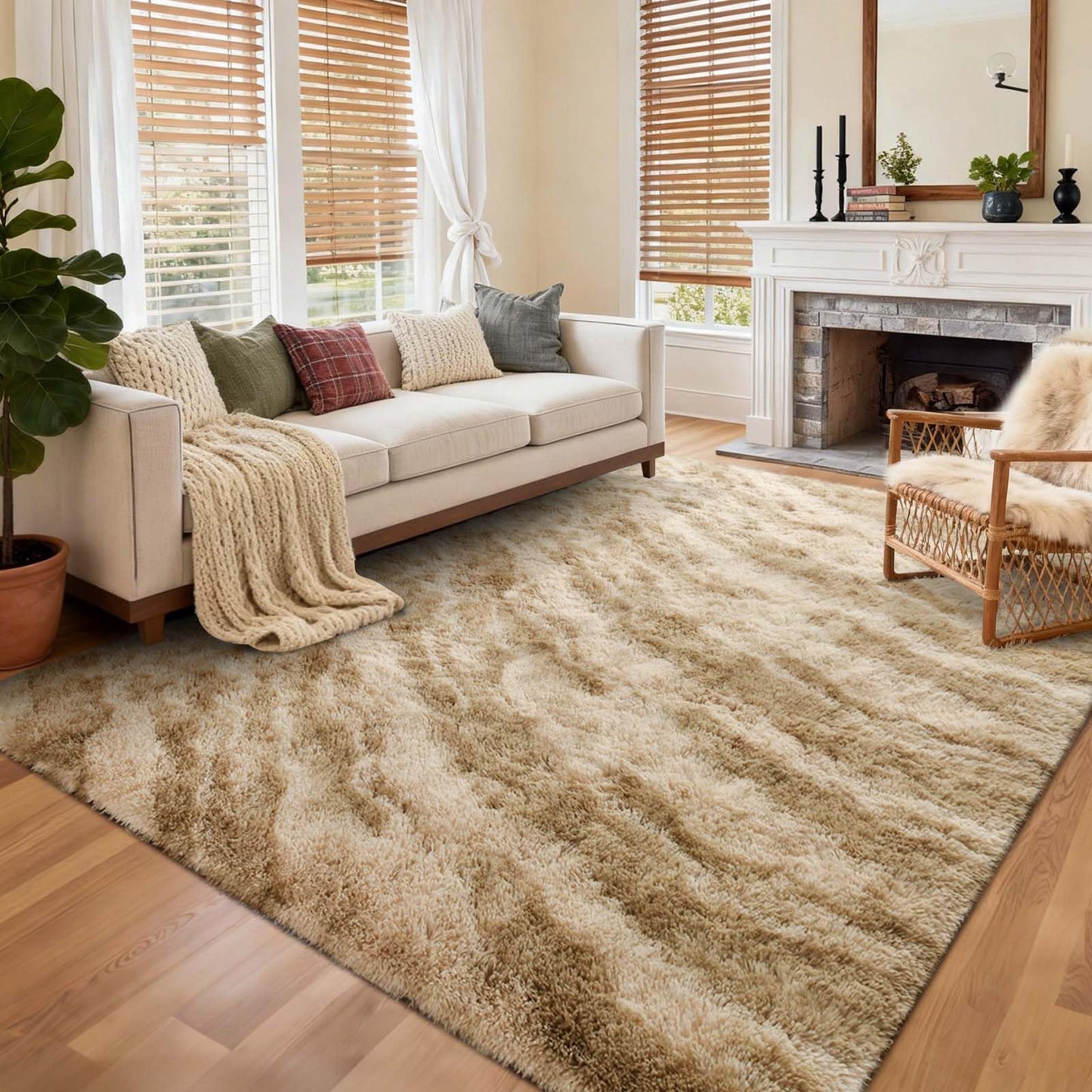 6x9 Ft Large Shag Rugs for Living Room Decor, Tie-Dyed Ultra Soft Fluffy Furry Area Rugs for Bedroom Indoor Floor, Aesthetic Carpet for Kids Home (Dark Grey)