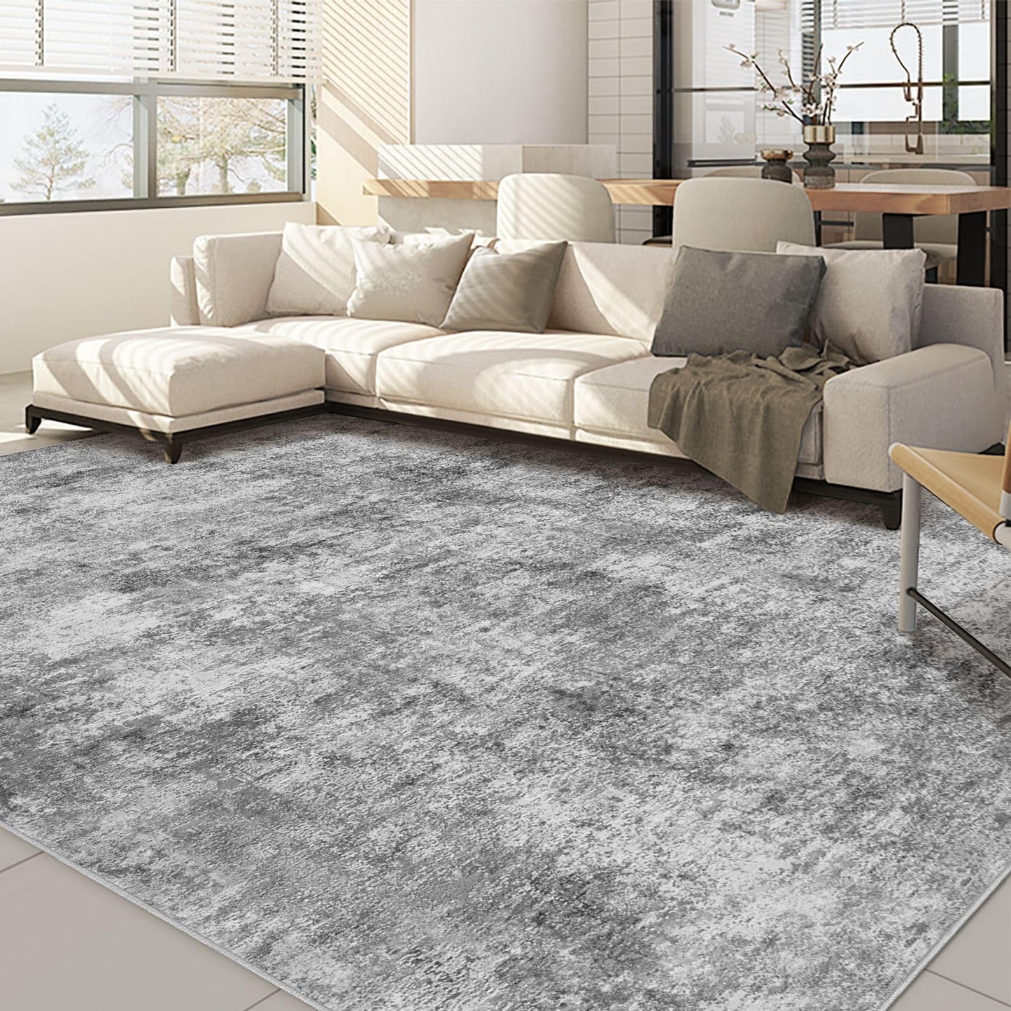Nakagishi Boho 5x7 Area Rug Living Room Rugs Machine Washable Beige/Brown | Soft, Pet & Kid Friendly, Carpet for Living Room/Bedroom/Office/Kitchen/Nursery, Daily Home Decor Stain Resistant Moroccan