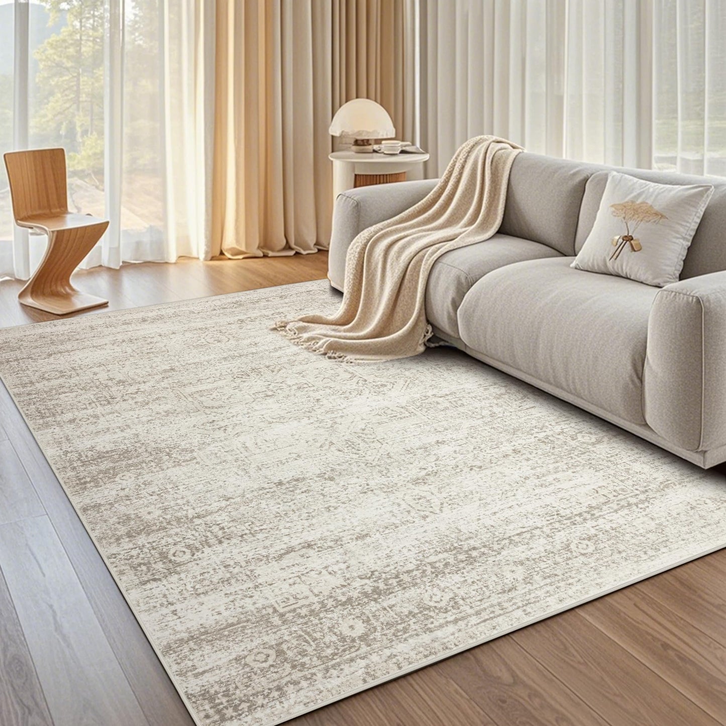 Washable Rugs 8x10 Area Rugs for Living Room,Bedroom,Dining Room Carpet | Ultra Soft Faux Wool,Kids & Pet Friendly,Machine Washable,Non-Slip & Non-Shedding,Large Vintage Low Pile Rug for Home Office