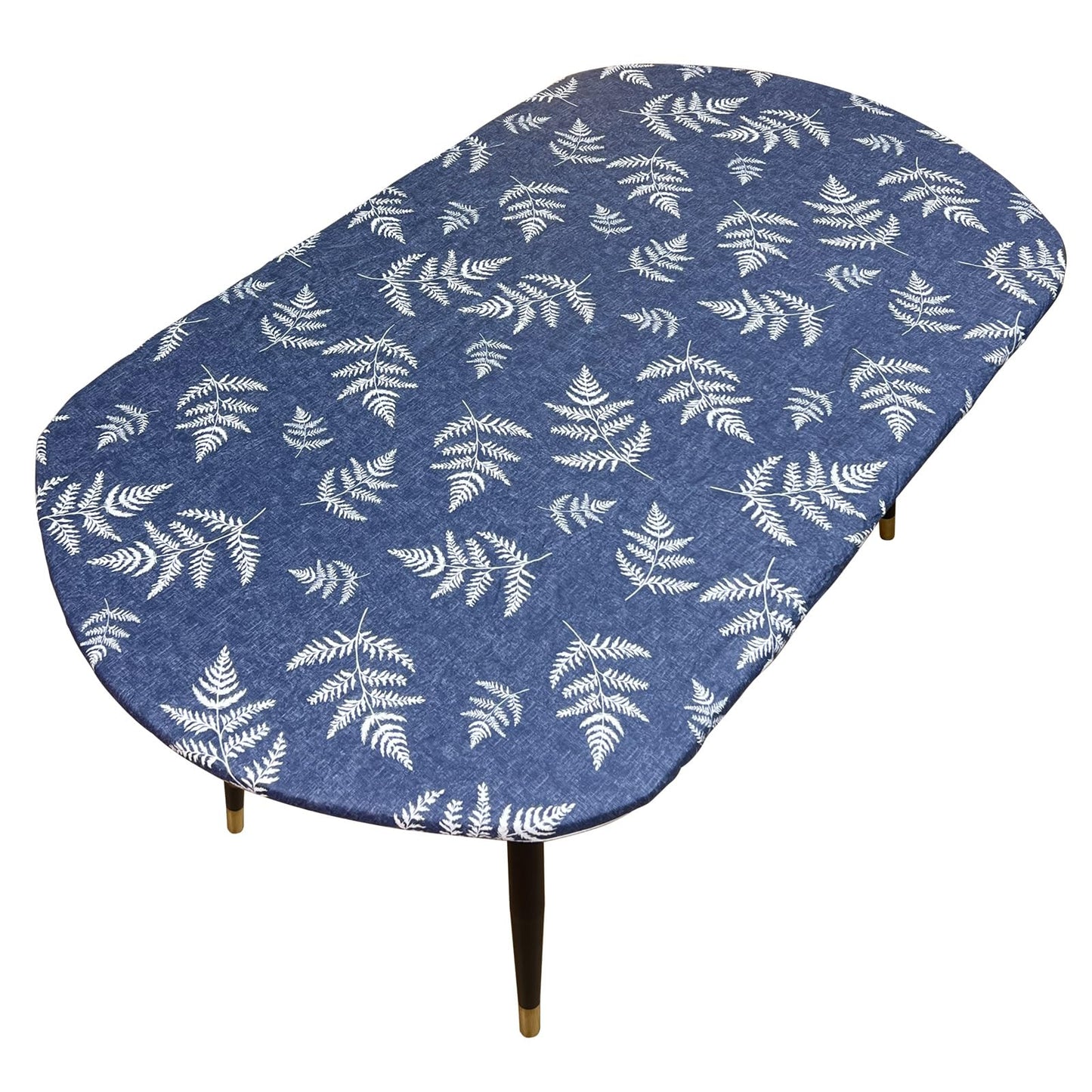 Pioggia Round Vinyl Fitted Tablecloth with Flannel Backing Elastic Table Cloth Waterproof Oil-Proof Plastic Table Cover Best for 45"-56" Round