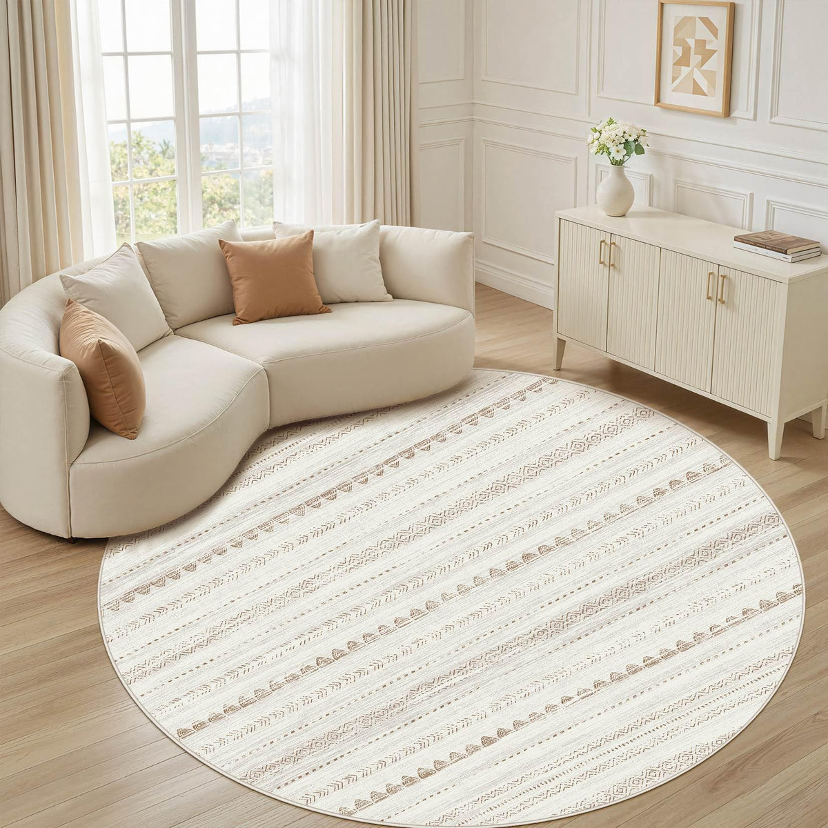 Nakagishi Boho 5x7 Area Rug Living Room Rugs Machine Washable Beige/Brown | Soft, Pet & Kid Friendly, Carpet for Living Room/Bedroom/Office/Kitchen/Nursery, Daily Home Decor Stain Resistant Moroccan