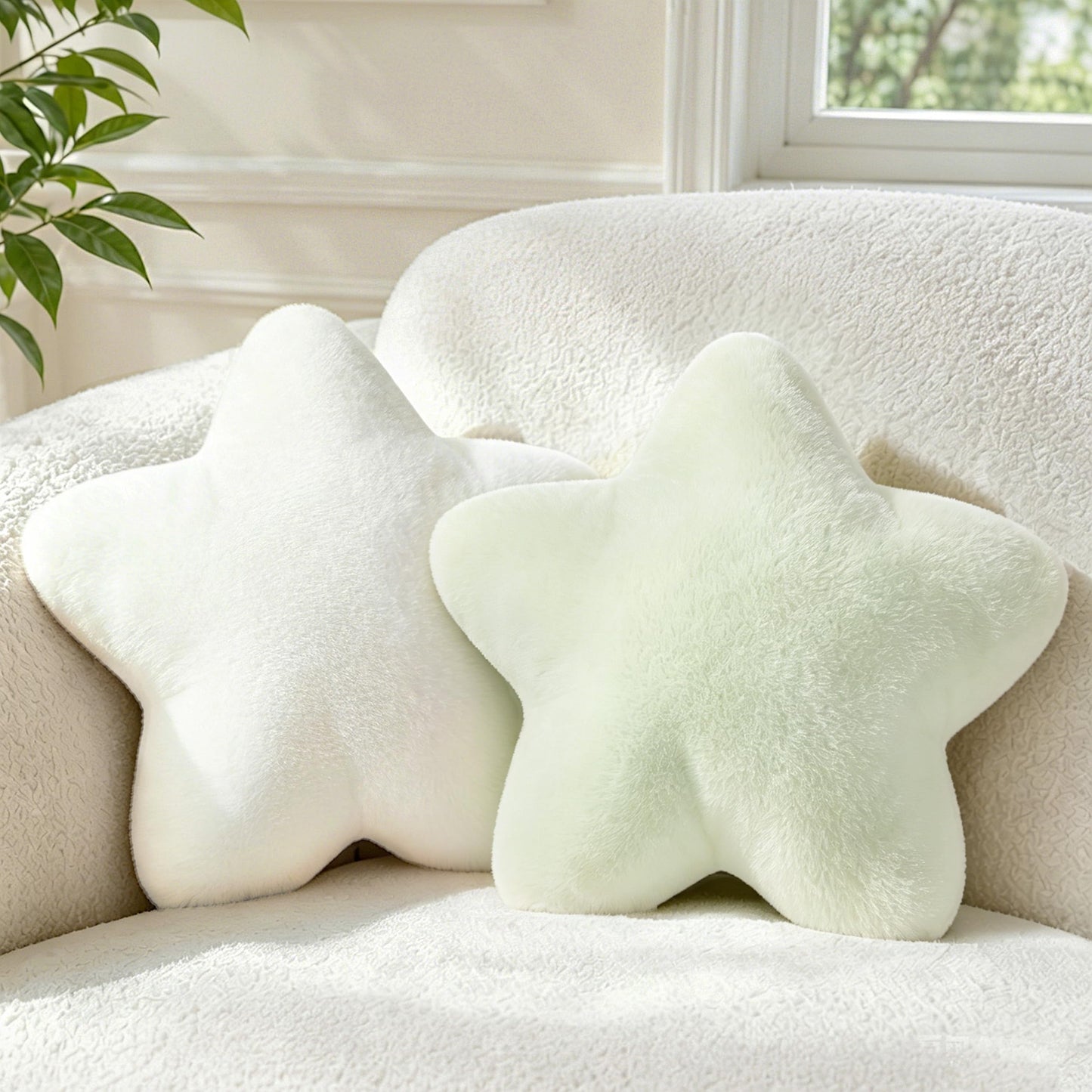 2PCS Star Pillow Set,15.35“ Cute Yellow Decorative Throw Pillows for Bed | Star Shaped Throw Pillows, Soft Faux Plush,PP Cotton Filling, Aesthetic Pillow Cushion for Room Bedroom Sofa Couch Decor