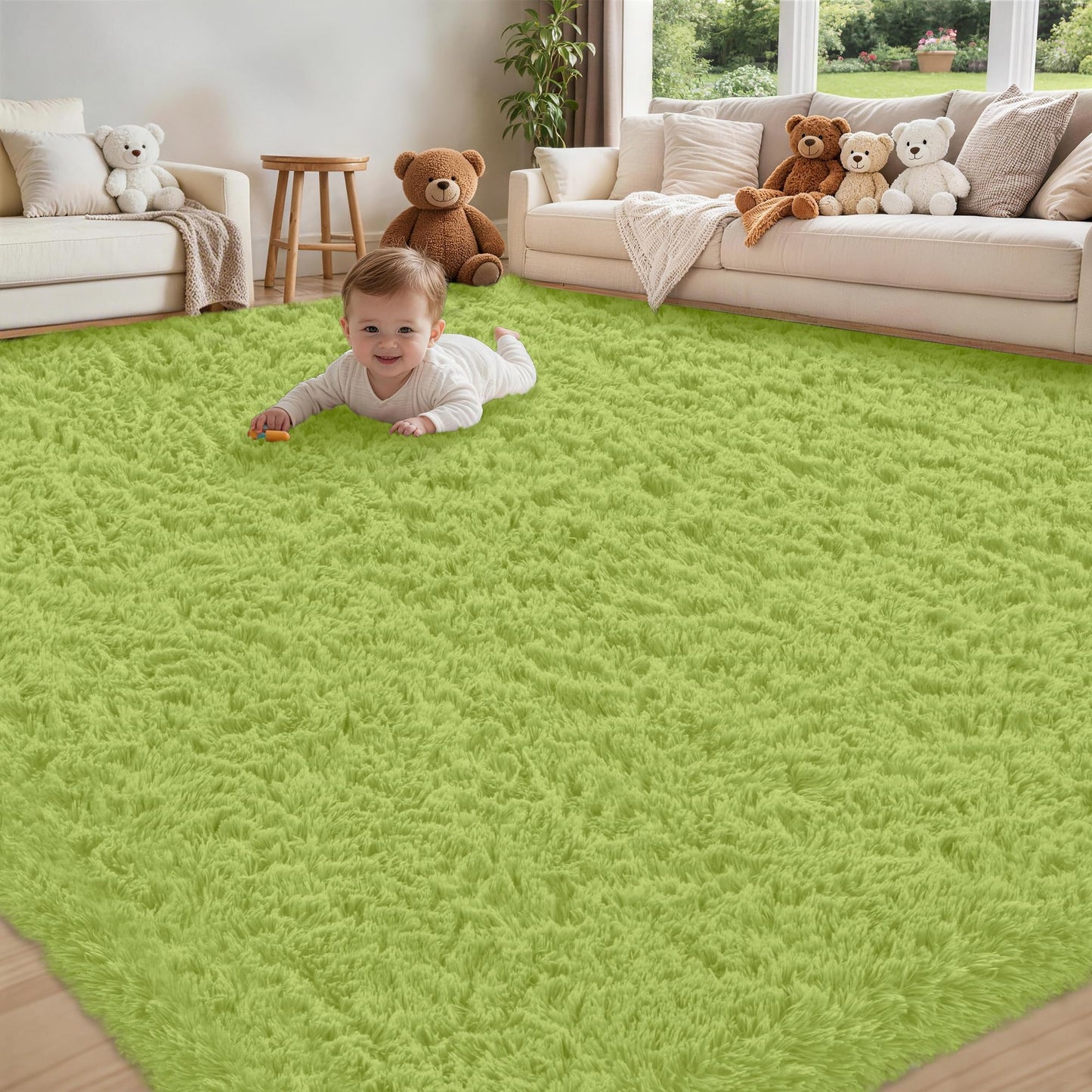 8x10 Area Rug for Living Room,Black Fluffy Shag Non-Slip Bedroom Rugs | Ultra Soft Large Fuzzy Plush Indoor Carpet，Washable Rugs for Bedroom Kids Nursery Office Dorm Modern Decor