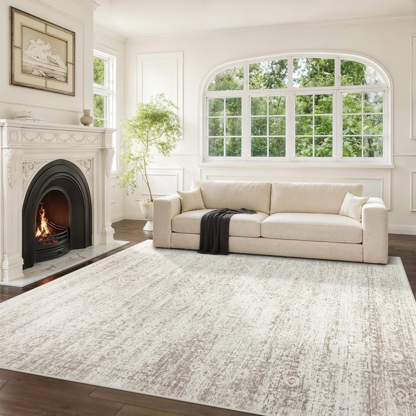 Washable Rugs 8x10 Area Rugs for Living Room,Bedroom,Dining Room Carpet | Ultra Soft Faux Wool,Kids & Pet Friendly,Machine Washable,Non-Slip & Non-Shedding,Large Vintage Low Pile Rug for Home Office