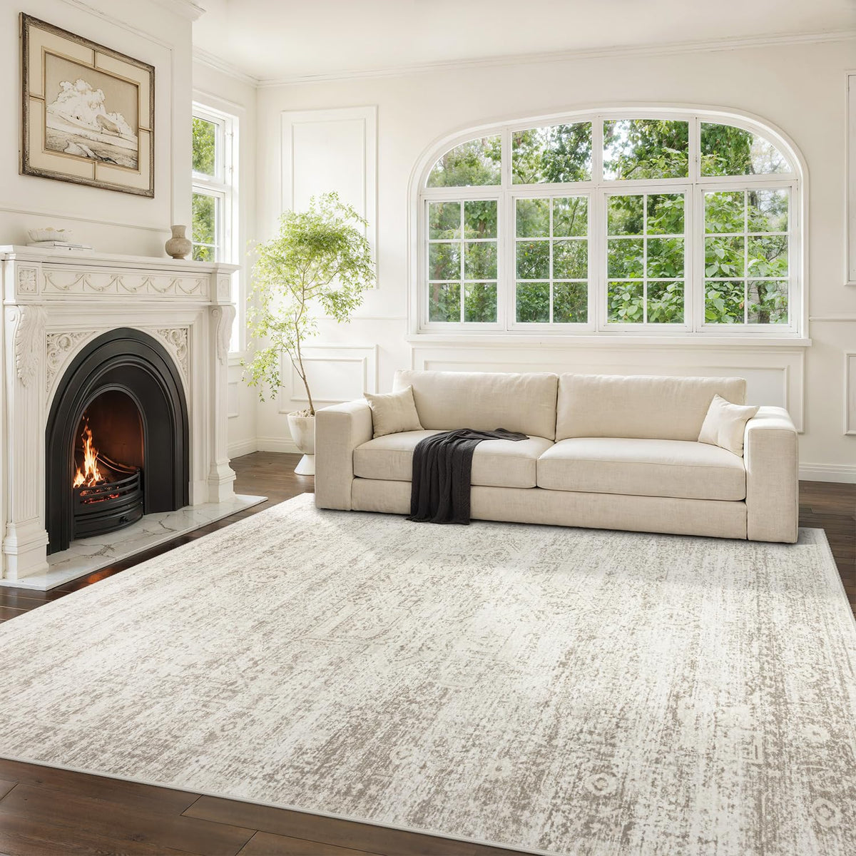 Washable Rugs 8x10 Area Rugs for Living Room,Bedroom,Dining Room Carpet | Ultra Soft Faux Wool,Kids & Pet Friendly,Machine Washable,Non-Slip & Non-Shedding,Large Vintage Low Pile Rug for Home Office