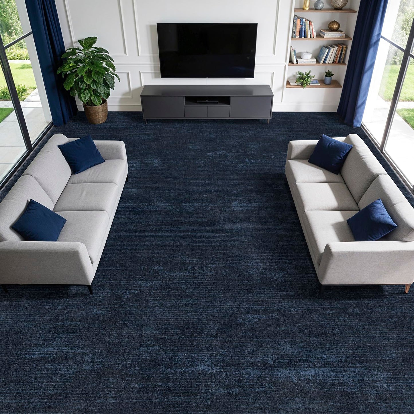 8x10 Washable Area Rug, Black Solid Area Rugs for Living Room & Bedroom | Stain-resistant & Non-slip backing,Low Pile Washable Large Carpet, Solid Vintage Style For High Traffic Areas(8x10,Black)