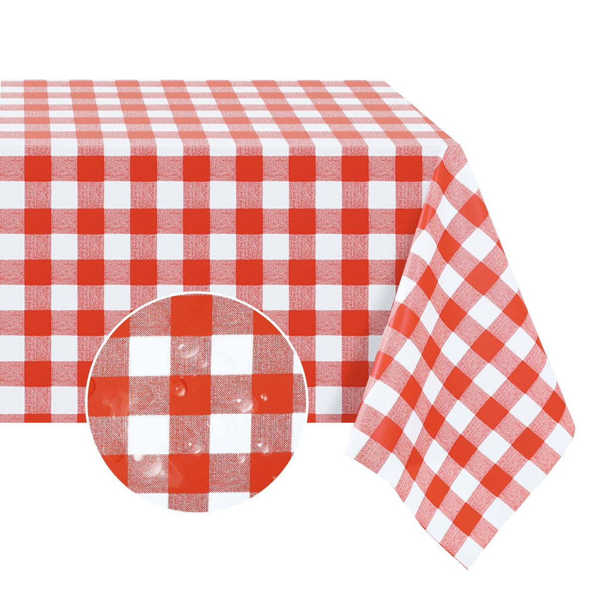 Romanstile Rectangle Vinyl Tablecloth, 100% Waterproof Buffalo Gingham Plastic Table Cloth, Heavy Duty Wipeable Checkered Table Covers for Outdoor, Camping, Picnic, Patio - 54 x 78, Light Blue