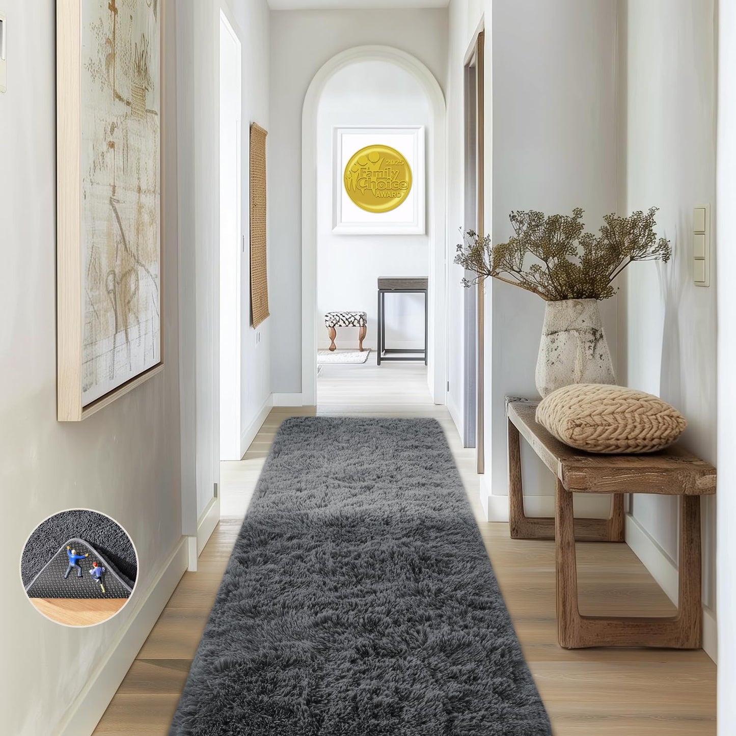 Ophanie 8x10 Area Rugs for Living Room, Washable Non-Slip Fluffy Soft Large Shag Bedroom Carpet, Ivory Big Indoor Nursery Rug, Carpets for Boy and Girls Room Dorm Decor with Over 99 pcs Pile fibers