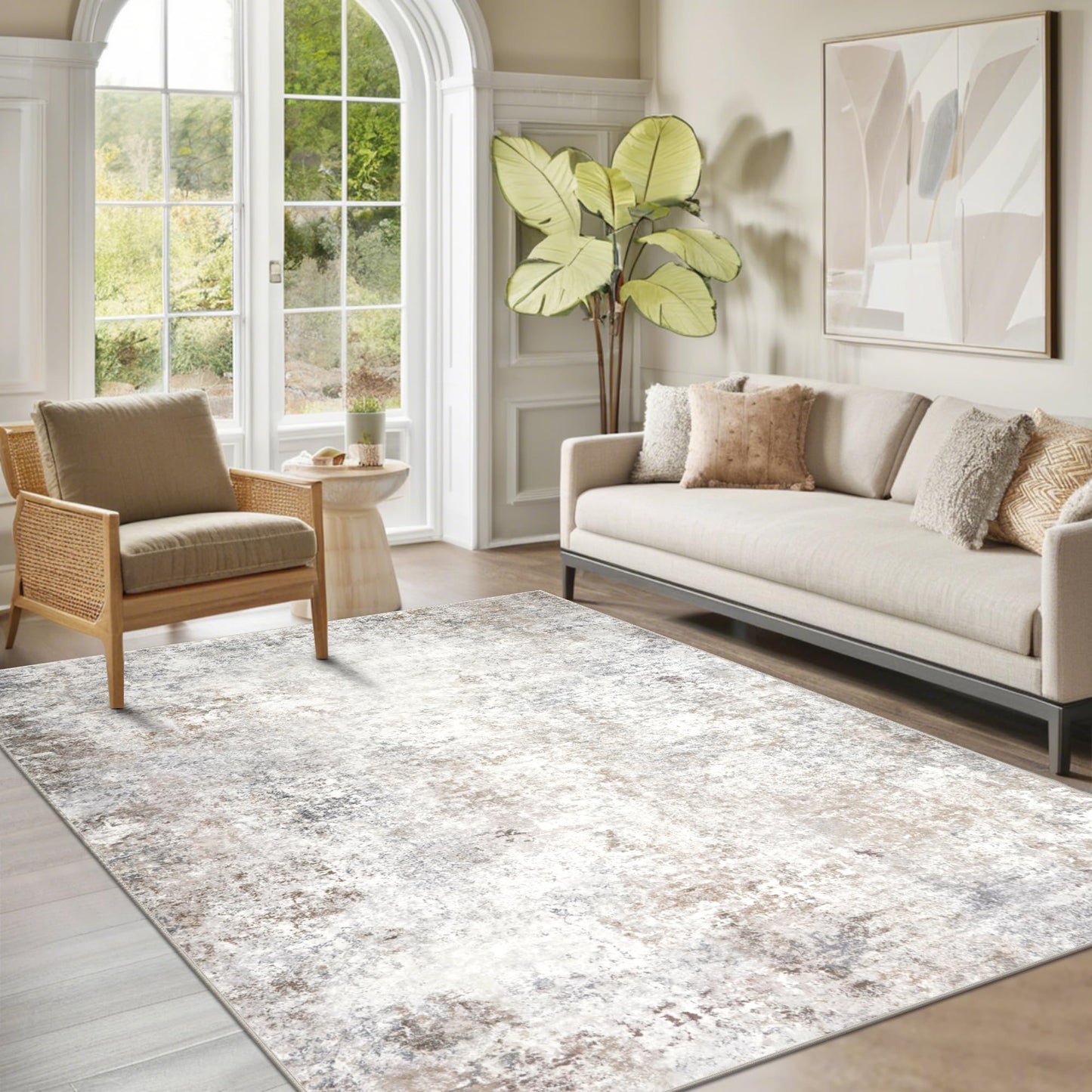 Washable Rugs 8x10 Area Rugs for Living Room,Bedroom,Dining Room Carpet | Ultra Soft Faux Wool,Kids & Pet Friendly,Machine Washable,Non-Slip & Non-Shedding,Large Vintage Low Pile Rug for Home Office