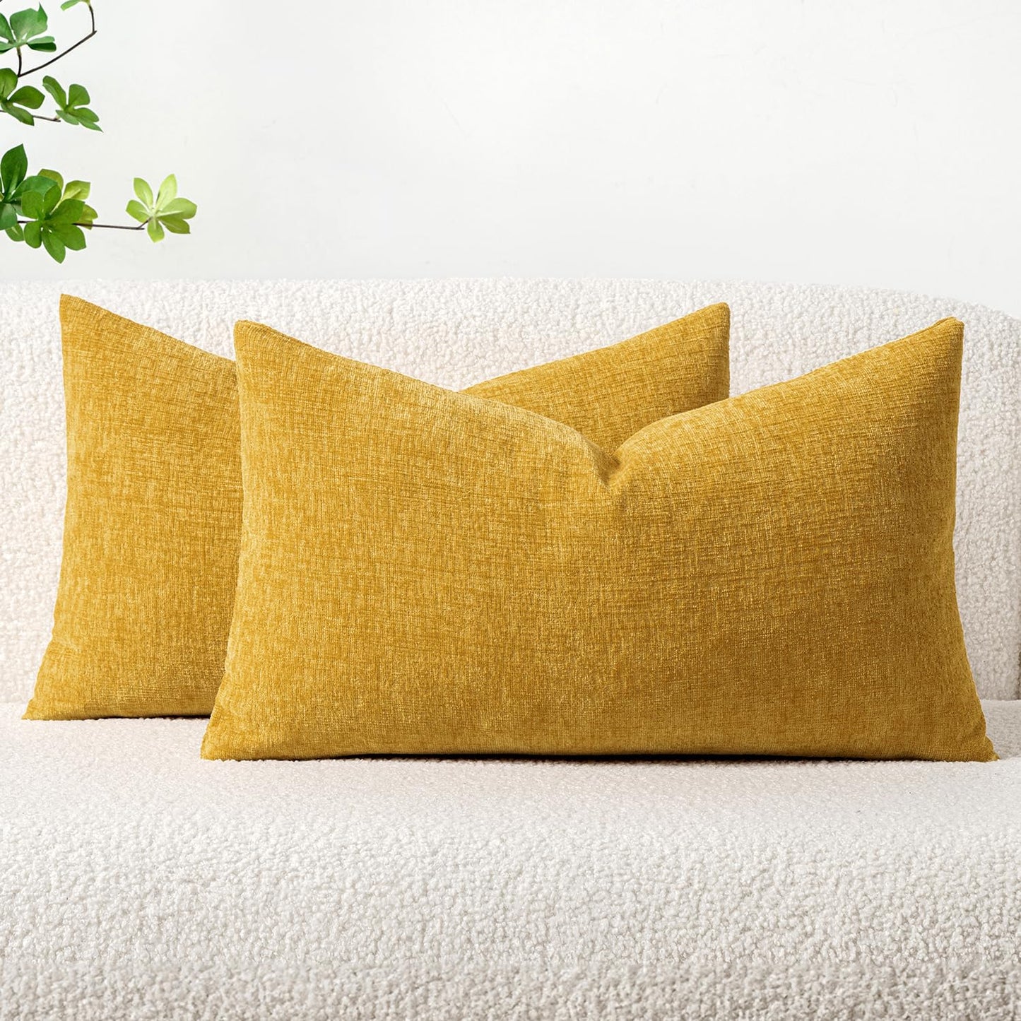 MIULEE Soft Chenille Fall Throw Pillow Covers Burnt Orange 18x18 Pack of 2 | Modern Fall Home Decor, Classic Decorative Pillows, Solid Dyed Cases, Boho Couch Cushion Covers for Sofa Bed Living Room