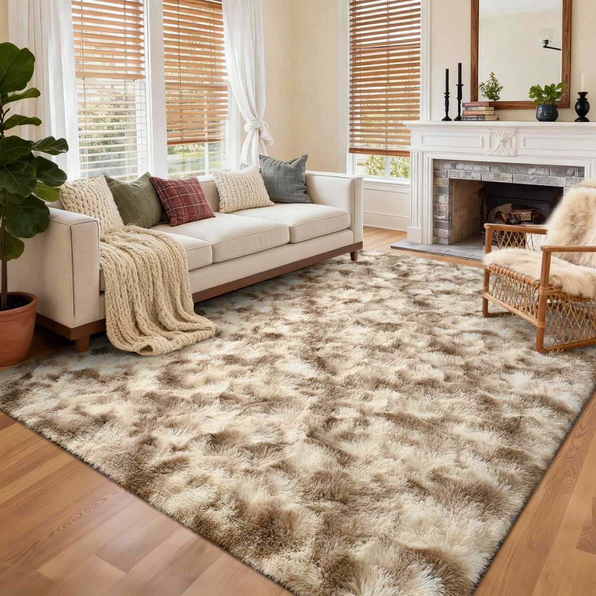 6x9 Ft Large Shag Rugs for Living Room Decor, Tie-Dyed Ultra Soft Fluffy Furry Area Rugs for Bedroom Indoor Floor, Aesthetic Carpet for Kids Home (Dark Grey)
