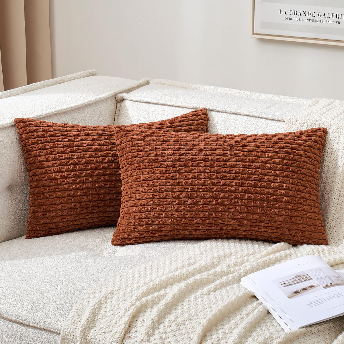 MIULEE Decorative Throw Pillow Covers 18x18 Sage Green Textured Corduroy | Pack of 2 Striped Pillow Covers Modern Farmhouse Home Decor for Couch Bed Sofa Living Room