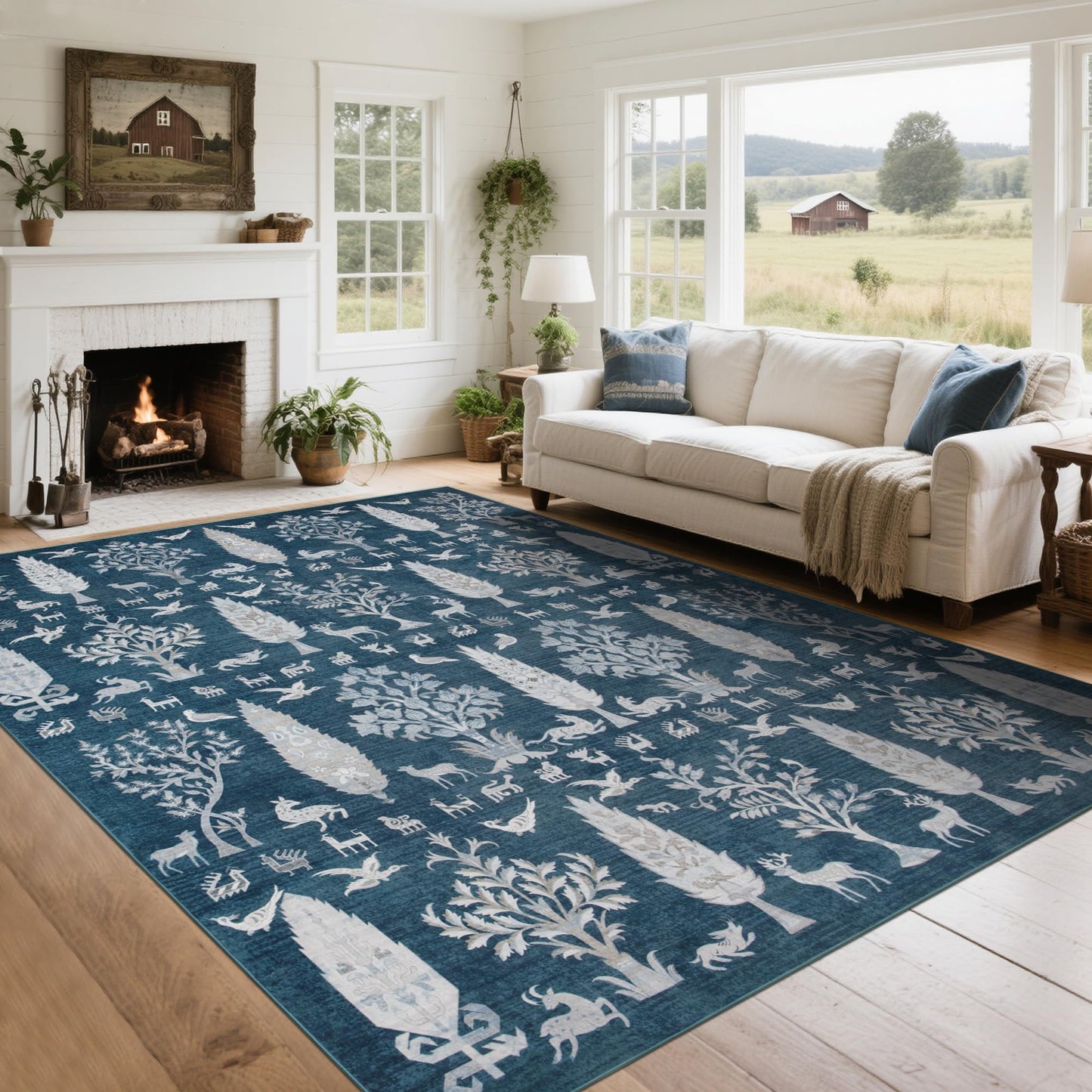 Washable Rugs 8x10 Area Rugs for Living Room,Bedroom,Dining Room Carpet | Ultra Soft Faux Wool,Kids & Pet Friendly,Machine Washable,Non-Slip & Non-Shedding,Large Vintage Low Pile Rug for Home Office