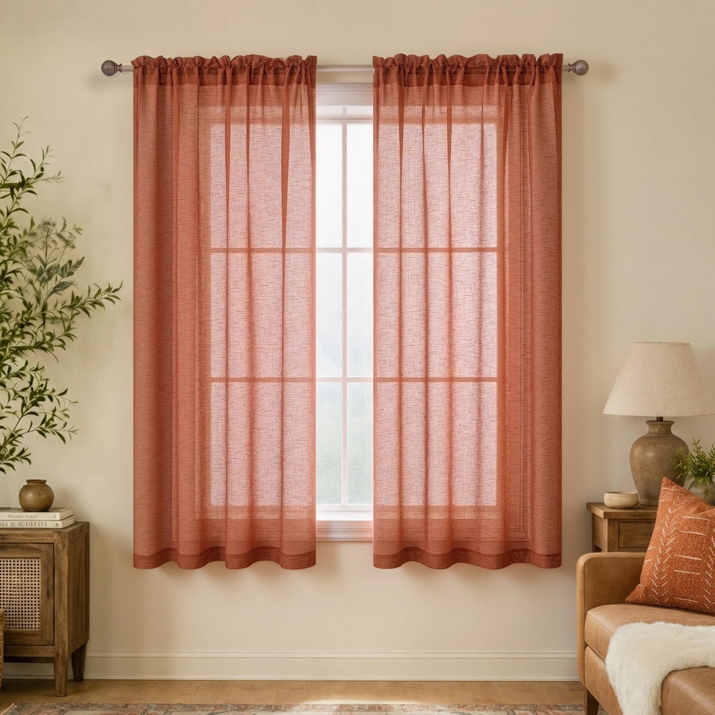 KOUFALL White Sheer Curtains 84 Inches Long 2 Panels,Gauze Cheese Cloth Linen Look Rod Pocket Flowy See Through Curtains for Living Room Bedroom