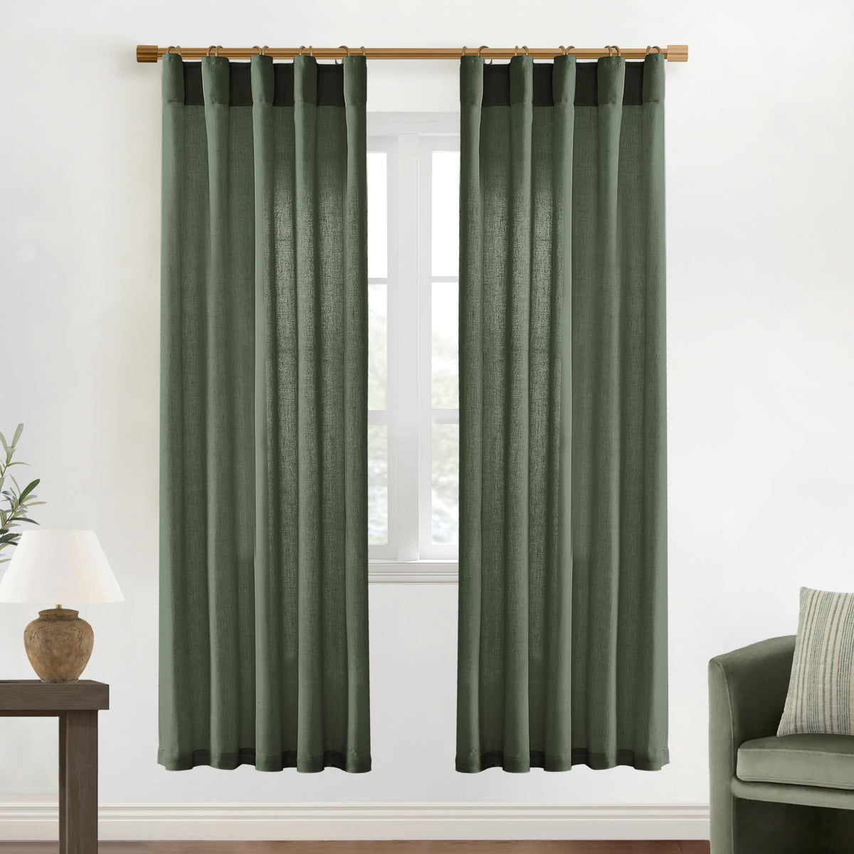 Linen Cotton Curtains for Living Room, Cream Off White Natural Fabric Light Filtering Semi Sheer Curtains 84 Inches Long, Ivory Pleated Farmhouse Curtain Drapes 84 Inch Length 2 Panels Set Dining Room
