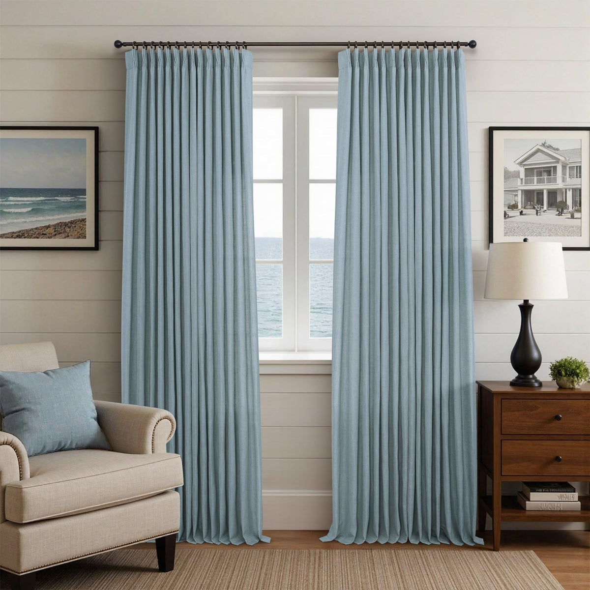 White Linen Pleated Curtains 84 Inches Long for Bedroom Back Tab Light Filtering Sheer Pinch Pleat Drapes Hook Ring Modern Farmhouse Coastal Cotton Textured Gauze Curtain Living Room 84 Length 2 Panel