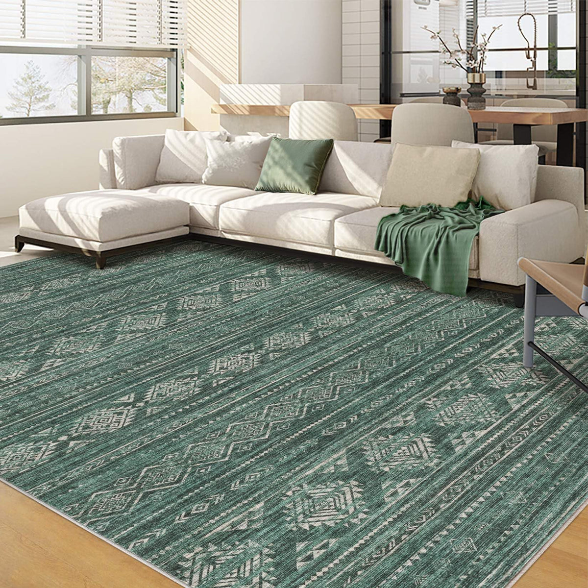 Nakagishi Boho 5x7 Area Rug Living Room Rugs Machine Washable Beige/Brown | Soft, Pet & Kid Friendly, Carpet for Living Room/Bedroom/Office/Kitchen/Nursery, Daily Home Decor Stain Resistant Moroccan