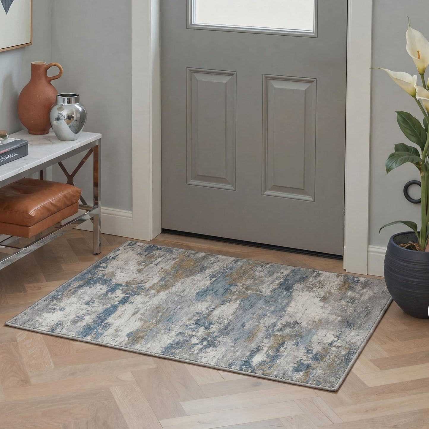 BEIMO 5x7 Green Abstract Area Rug, Washable Non-Slip for Bedroom | Soft Low-Pile Carpet, Lightweight and Easy to Vacuum, Sage Living Rooms, Dining Rooms, Bedrooms, and Home Offices