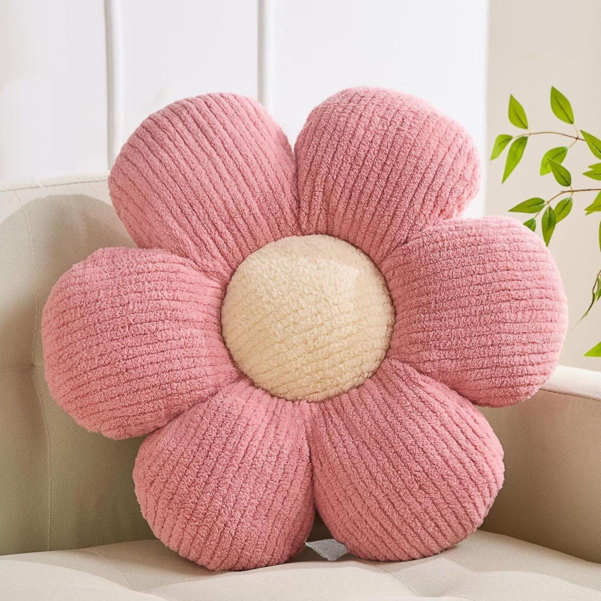 XIAIJIA Flower Pillow, Pink Daisy Throw Pillows, Flower Cushion 15.7 Inch | Decorative pillows, cute flower shaped pillow, flower pillows for bed, floral cushions, decor for bedroom, couch, sofa