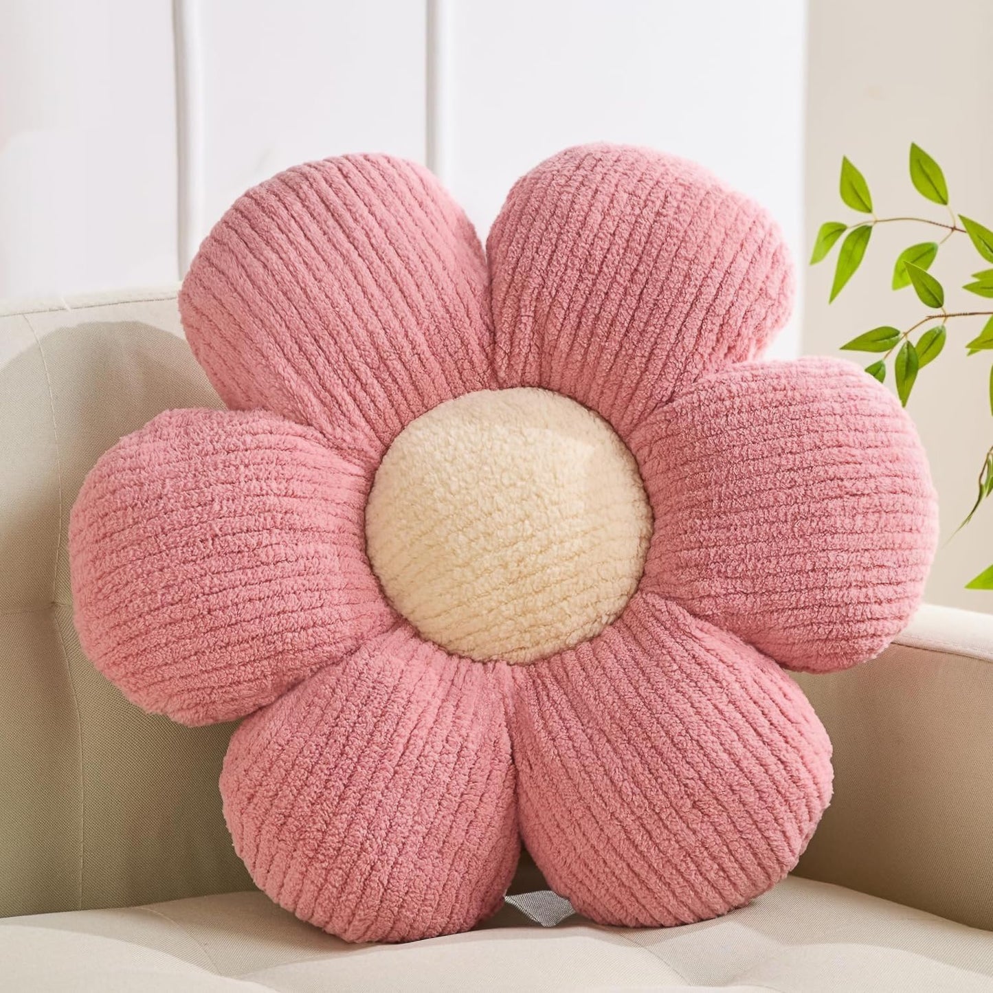 XIAIJIA Flower Pillow, Pink Daisy Throw Pillows, Flower Cushion 15.7 Inch | Decorative pillows, cute flower shaped pillow, flower pillows for bed, floral cushions, decor for bedroom, couch, sofa