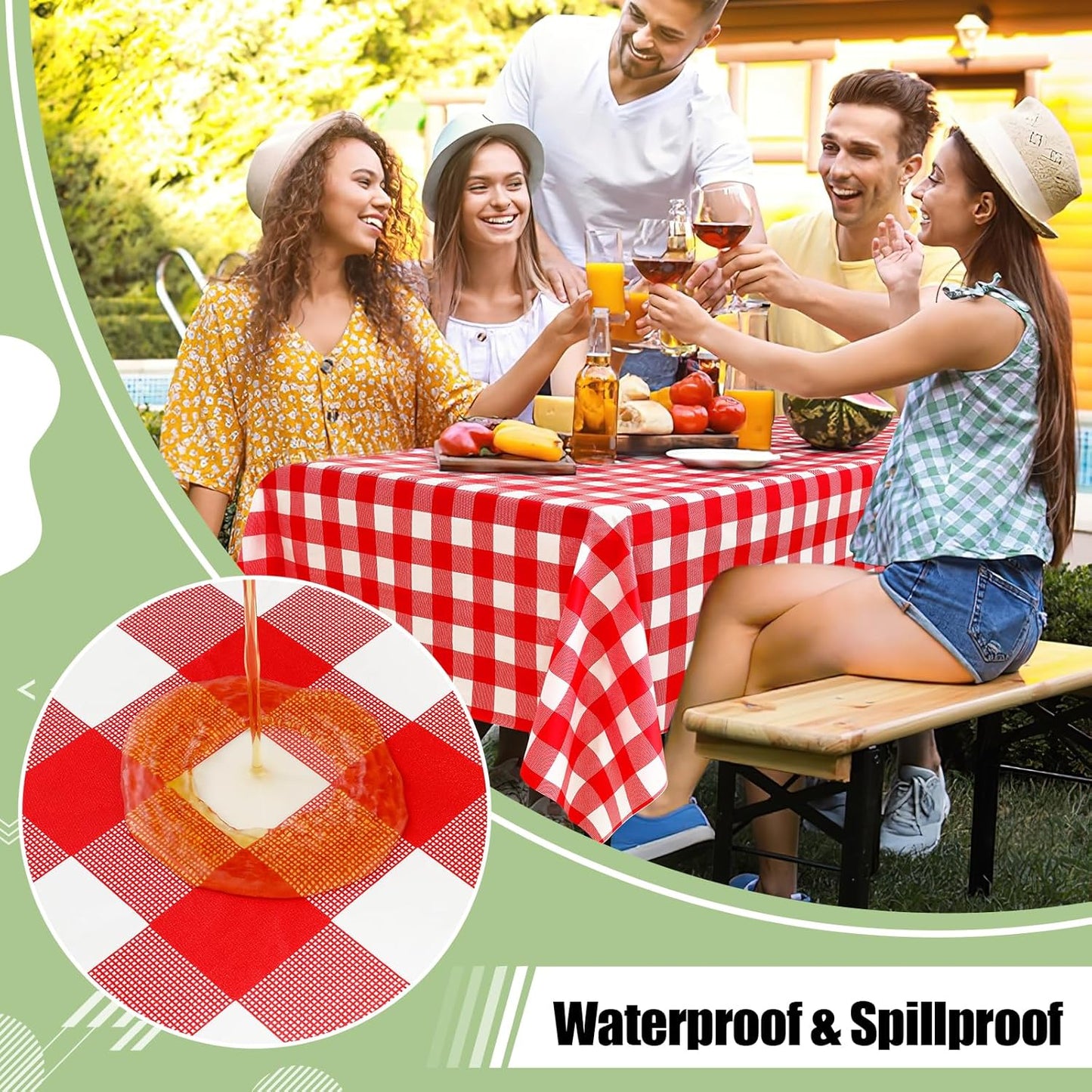 4 Packs Buffalo Disposable Table Cloth, 54 x 108 Inch Waterproof Plastic Tablecloth, Rectangle Red and White Checkered Table Covers for Picnic, Birthday, Party, Back to School
