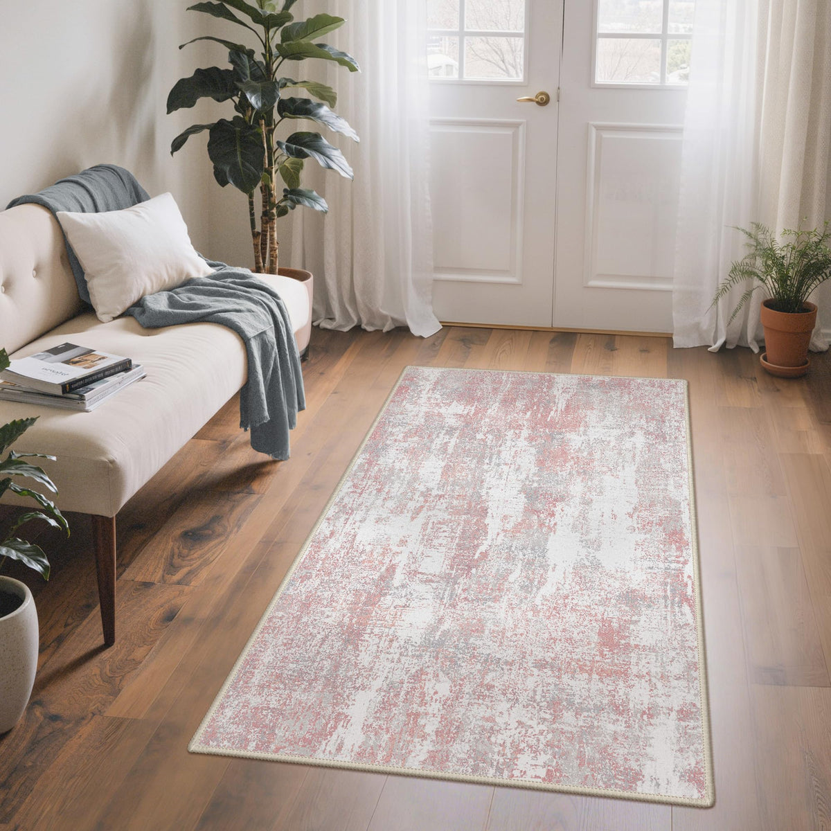 BEIMO 5x7 Green Abstract Area Rug, Washable Non-Slip for Bedroom | Soft Low-Pile Carpet, Lightweight and Easy to Vacuum, Sage Living Rooms, Dining Rooms, Bedrooms, and Home Offices
