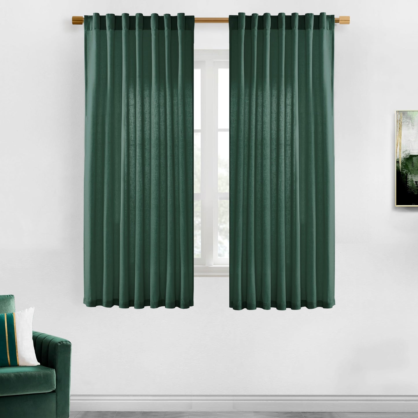 Linen Cotton Curtains for Living Room, Cream Off White Natural Fabric Light Filtering Semi Sheer Curtains 84 Inches Long, Ivory Pleated Farmhouse Curtain Drapes 84 Inch Length 2 Panels Set Dining Room