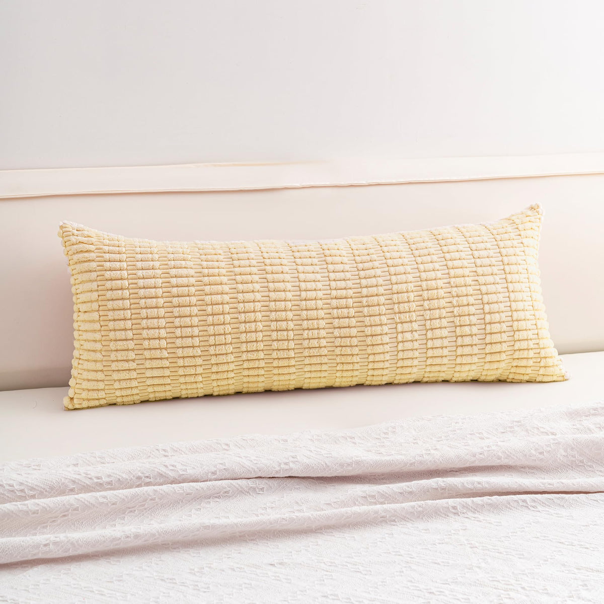 Pack of 2 Corduroy Decorative Throw Pillow Covers 18x18 Inch, Cream White | Fall Soft Striped Pillow Covers Modern Farmhouse Home Decor Christmas Throw Pillow Covers for Sofa Living Room Couch Bed ﻿