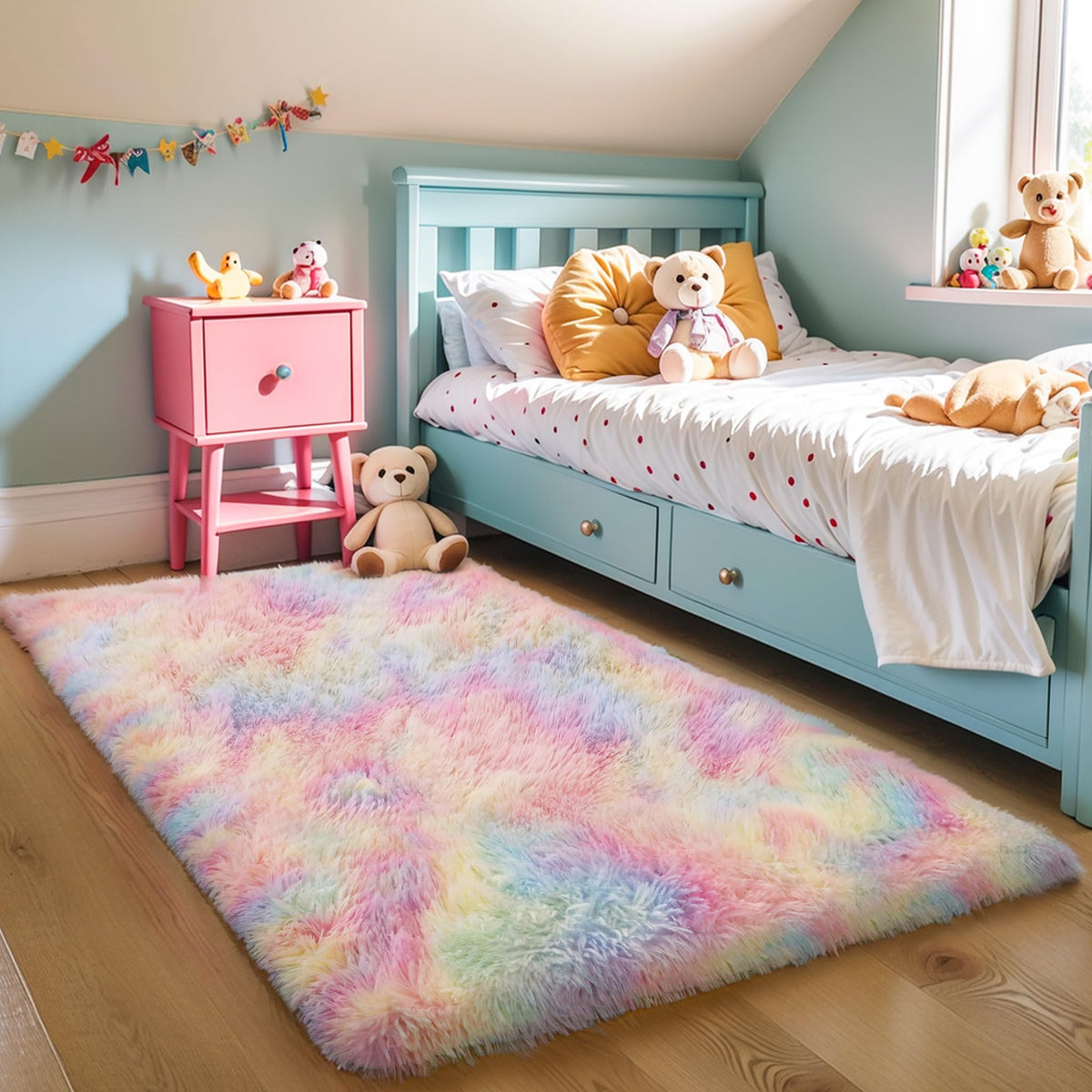 Pink Fluffy 4x6 Area Rugs for Bedroom Girls, Plush Washable Carpet | Area Rug for Kids Room, Nursery, Dorm Room, Non Slip Shaggy Floor Carpet