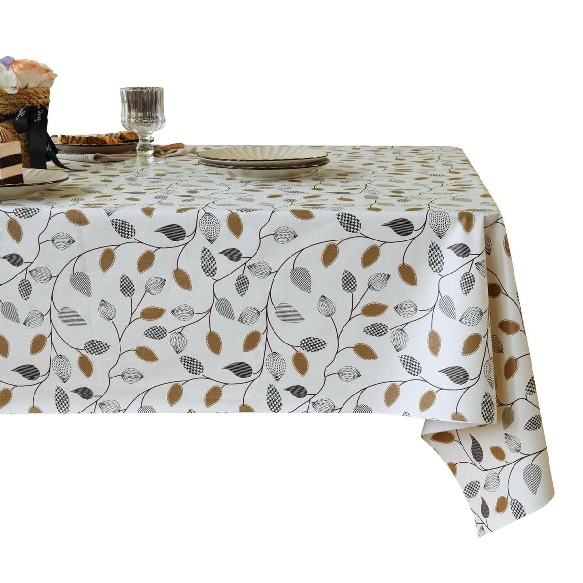 Rectangle Table Cloth,100% Waterproof Tablecloth Oil Proof Spill Proof Vinyl Table Cloth, Wipe Clean Plastic Table Cover for Dining, Camping, Indoor and Outdoor 52" x 70",Leaves