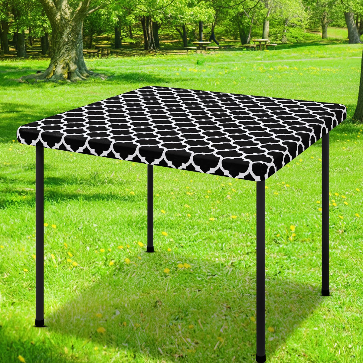 Smiry Picnic Fitted Table Cover, 6 Foot Flannel Backed Vinyl Tablecloth | Waterproof Elastic Stretch Table Cloth, Wipeable Plastic Tablecloth for Camping, Indoor & Outdoor (Grey, 30" x 72")